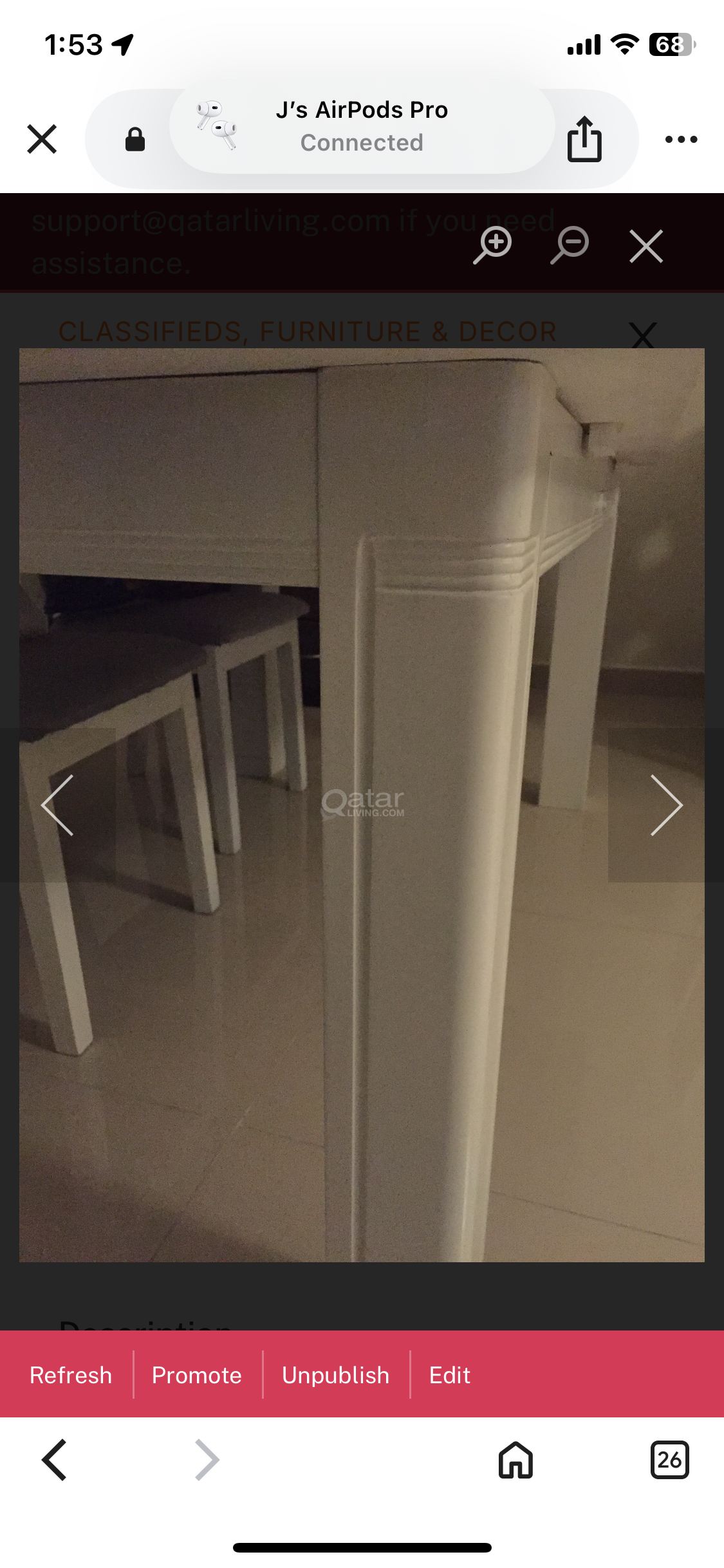 A dining table with 4 chairs - Image 1