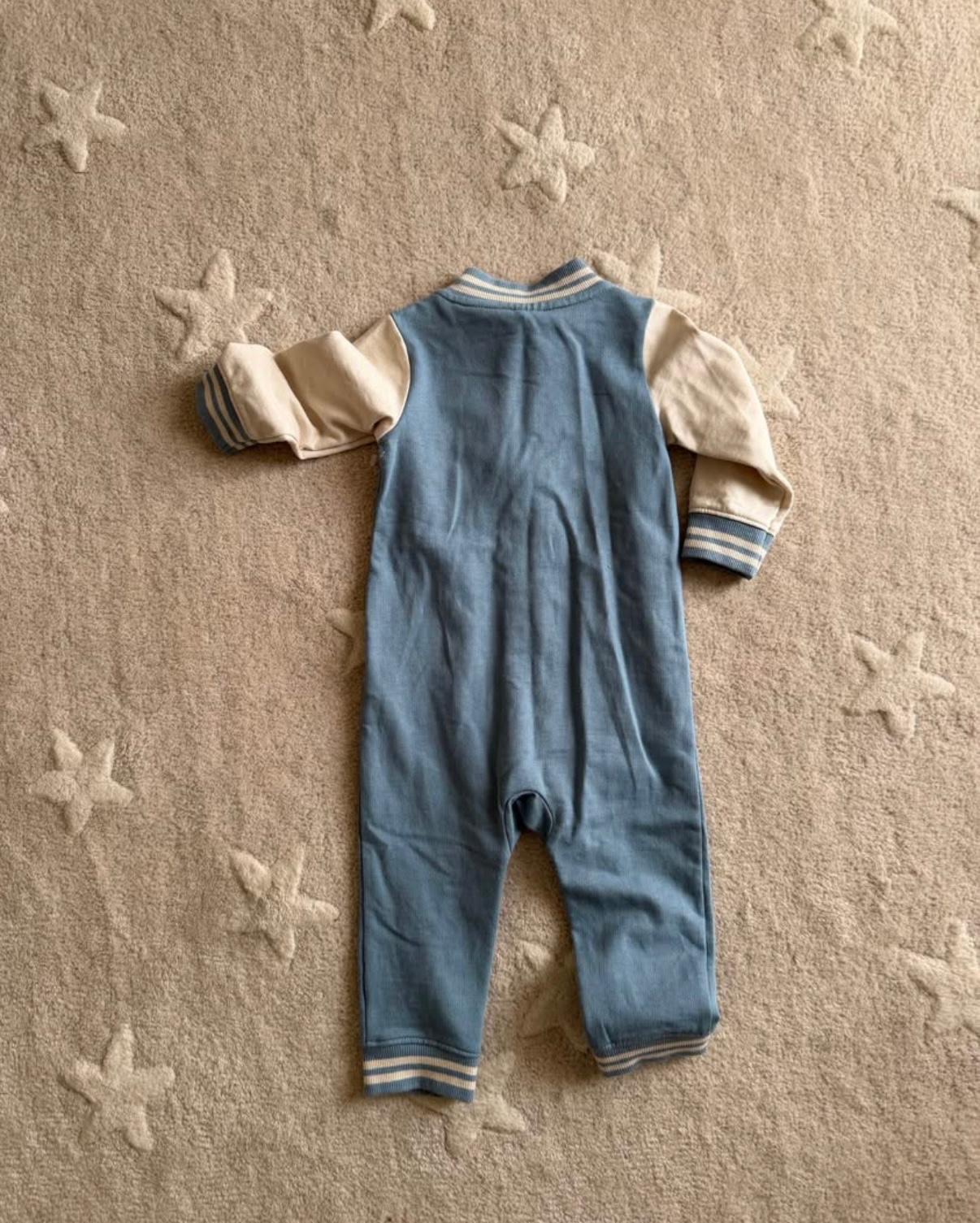 Carters jumpsuit light blue long sleeve footless 12 month - Image 4