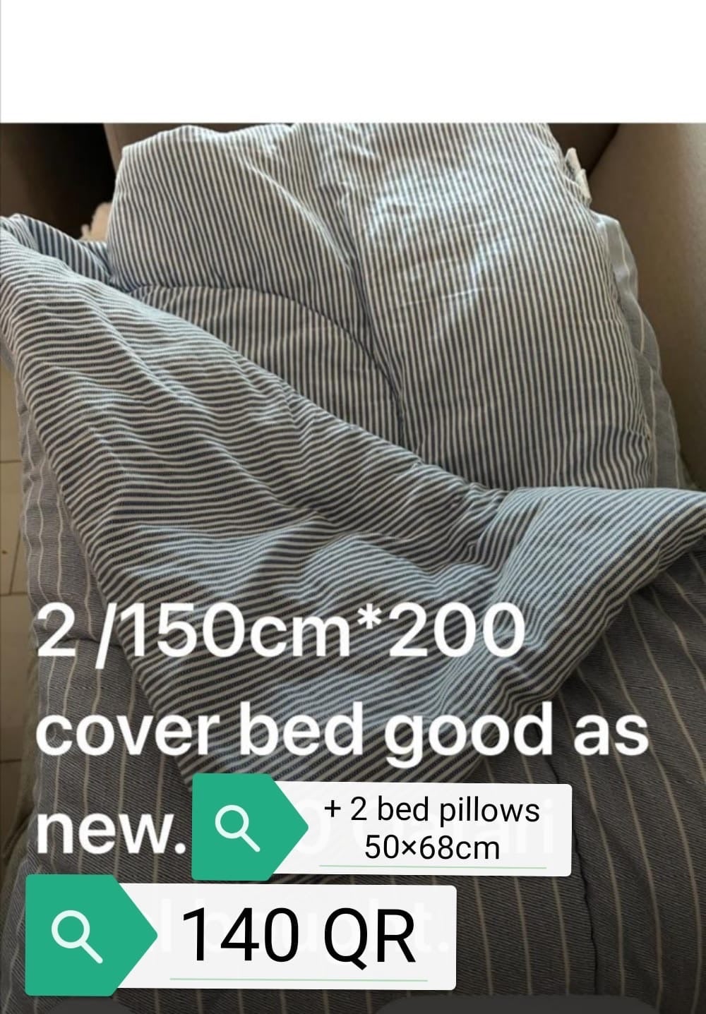 2 bed covers 150*200cm & 2 bed pillows 50*68cm - Image 5