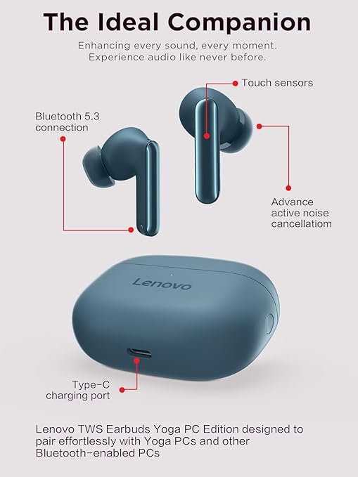 Lenovo TWS Earbuds YOGA PC Edition (Tidal Teal) - Image 4