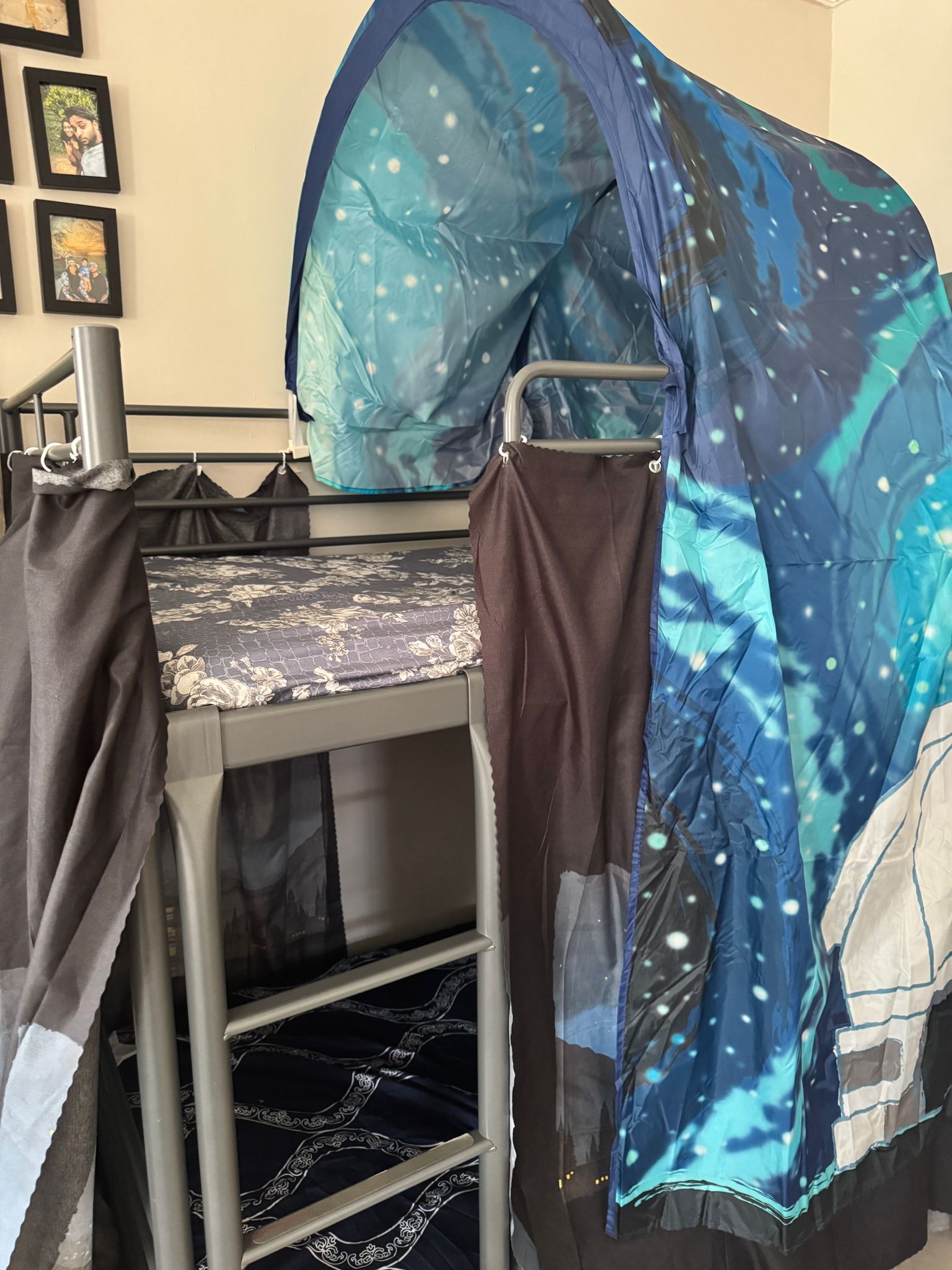 ikea svarta bunk bed+ ikea matterss (less used)+ ikea privacy cover - Image 3