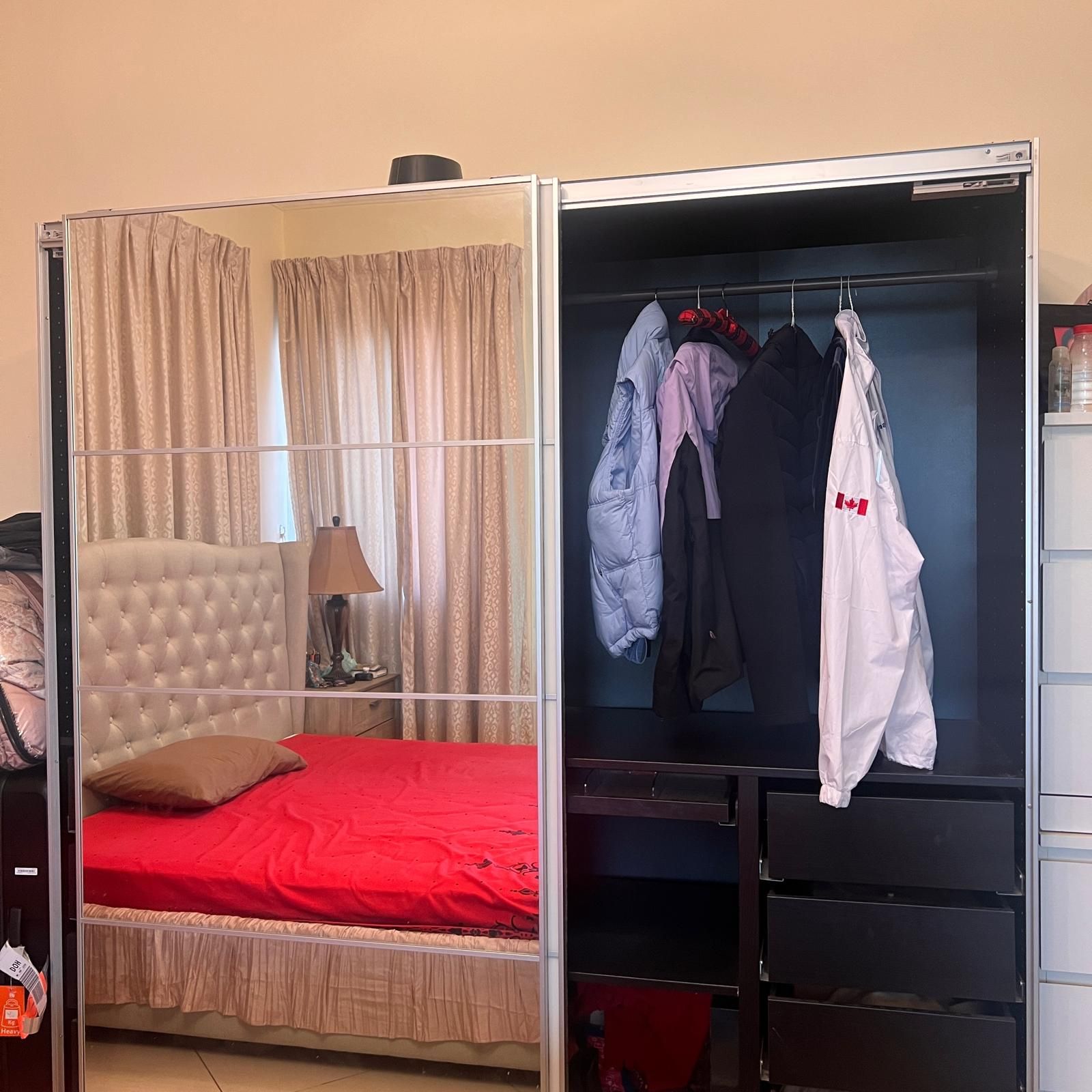 as new IKEA 2 door luxury Wardrobe with 2  sliding doors, white/mirror glass - Image 7