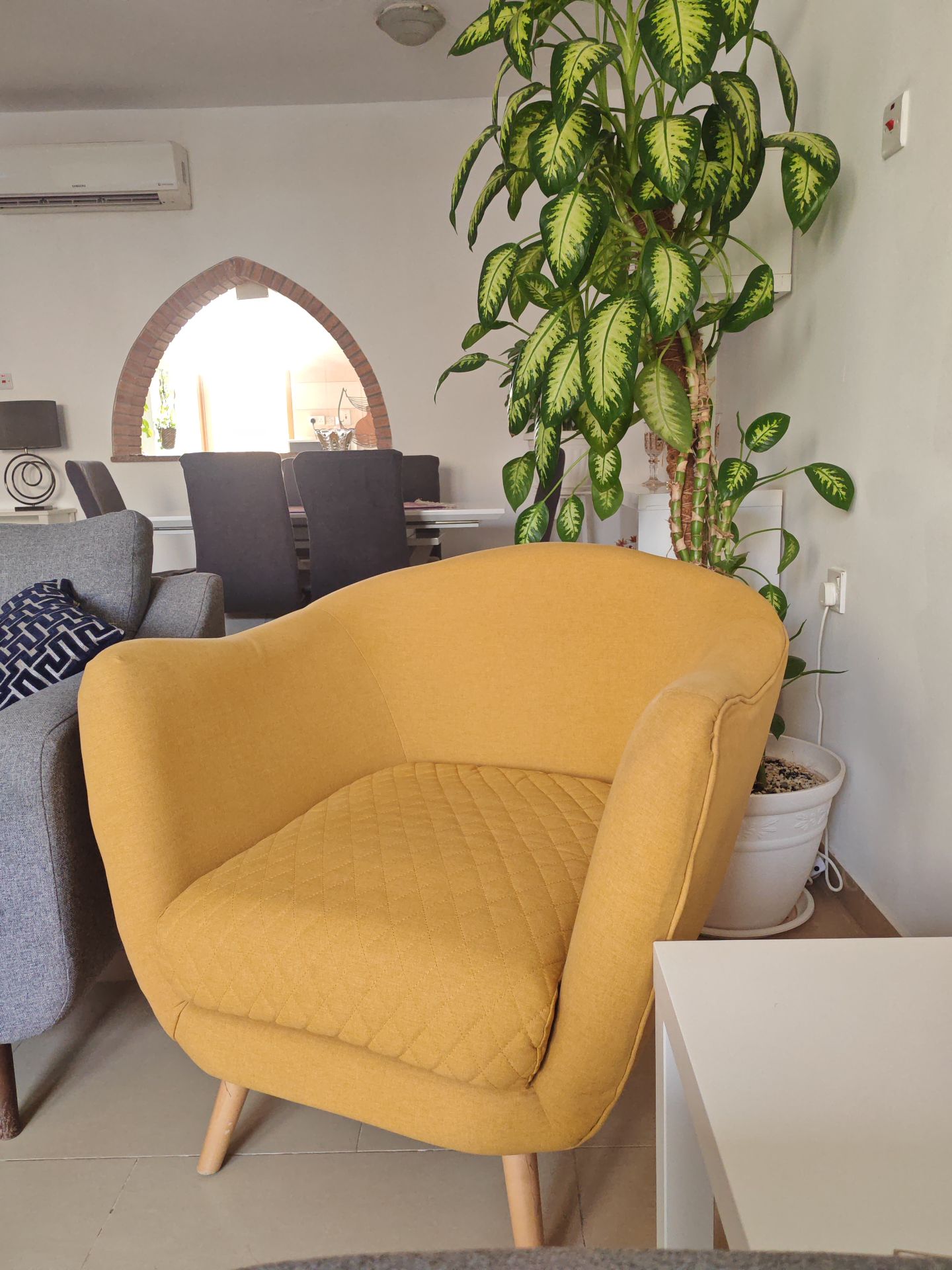 Modern Mustard Yellow Accent Chair – Scandi Style - Image 2