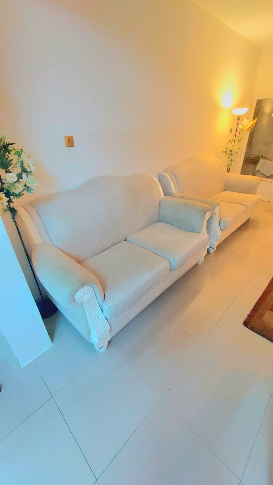 Set of 2 Comfortable Cream White Sofas - Image 1