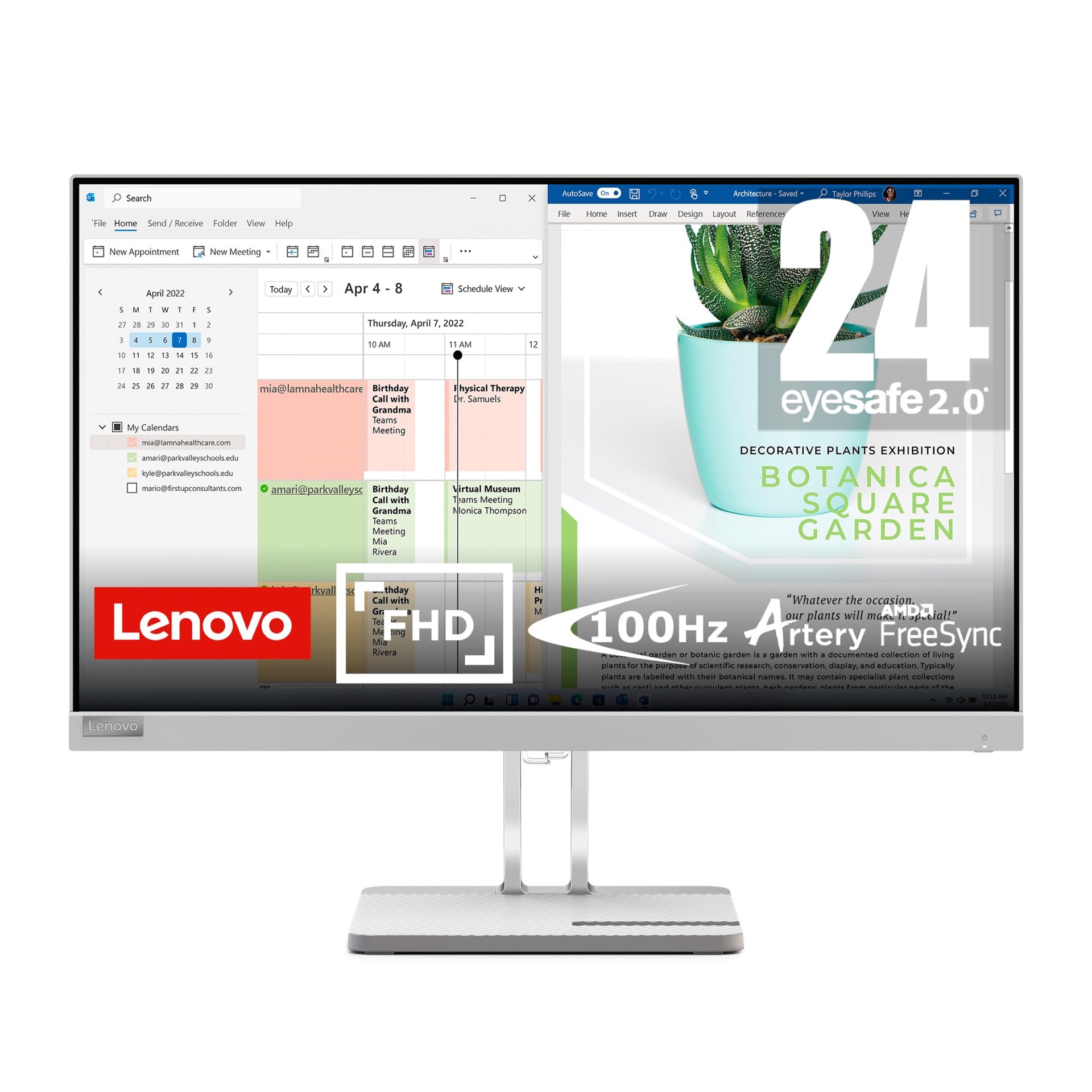Lenovo LED Monitor Idea L24E-40 – 23.8” Full HD (White) - Image 2