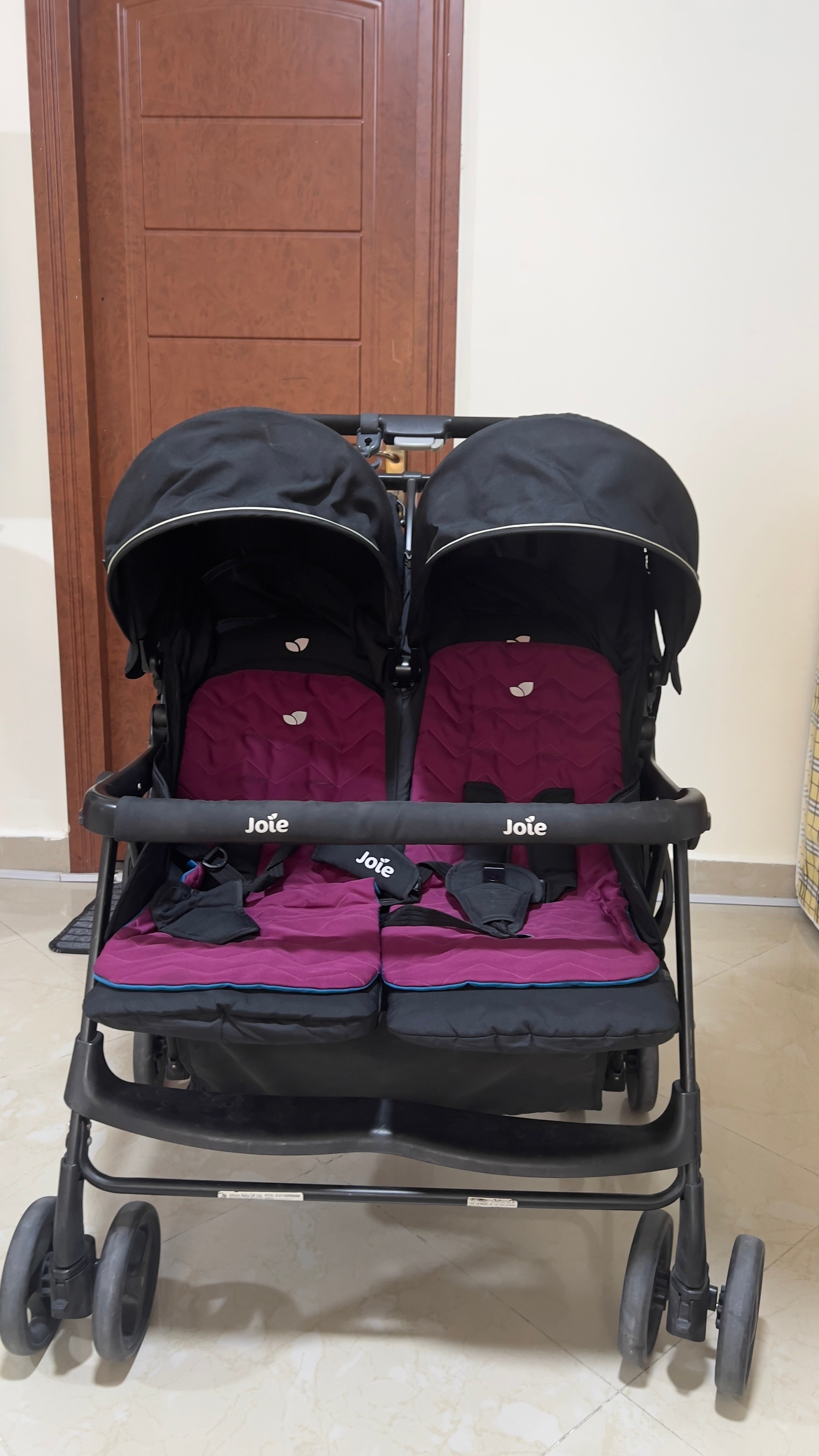 Joie Aire Twin Double Stroller – Pink & Black | Good Condition - Image 3