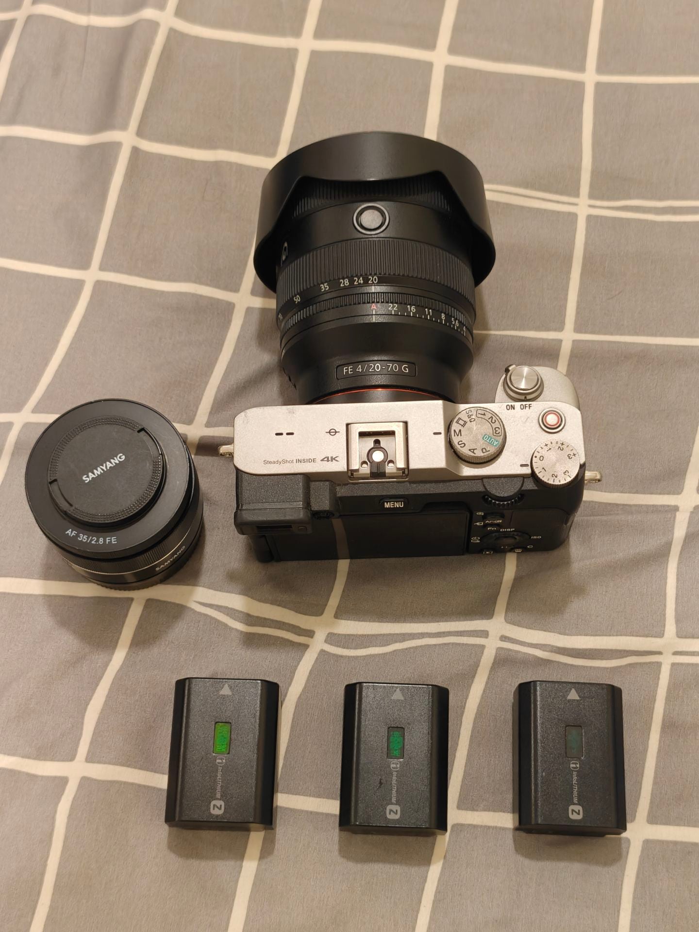 Sony A7C with 3 batteries and Sony 20-70mm G lens and Samyang 35mm 2.8 lens - Image 2
