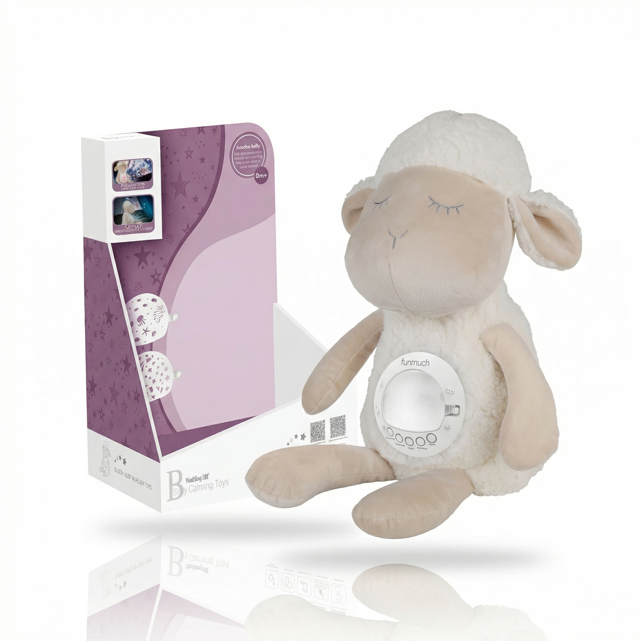 Baby Plush Night Light Projector – Sleeping Lamb - Image 1