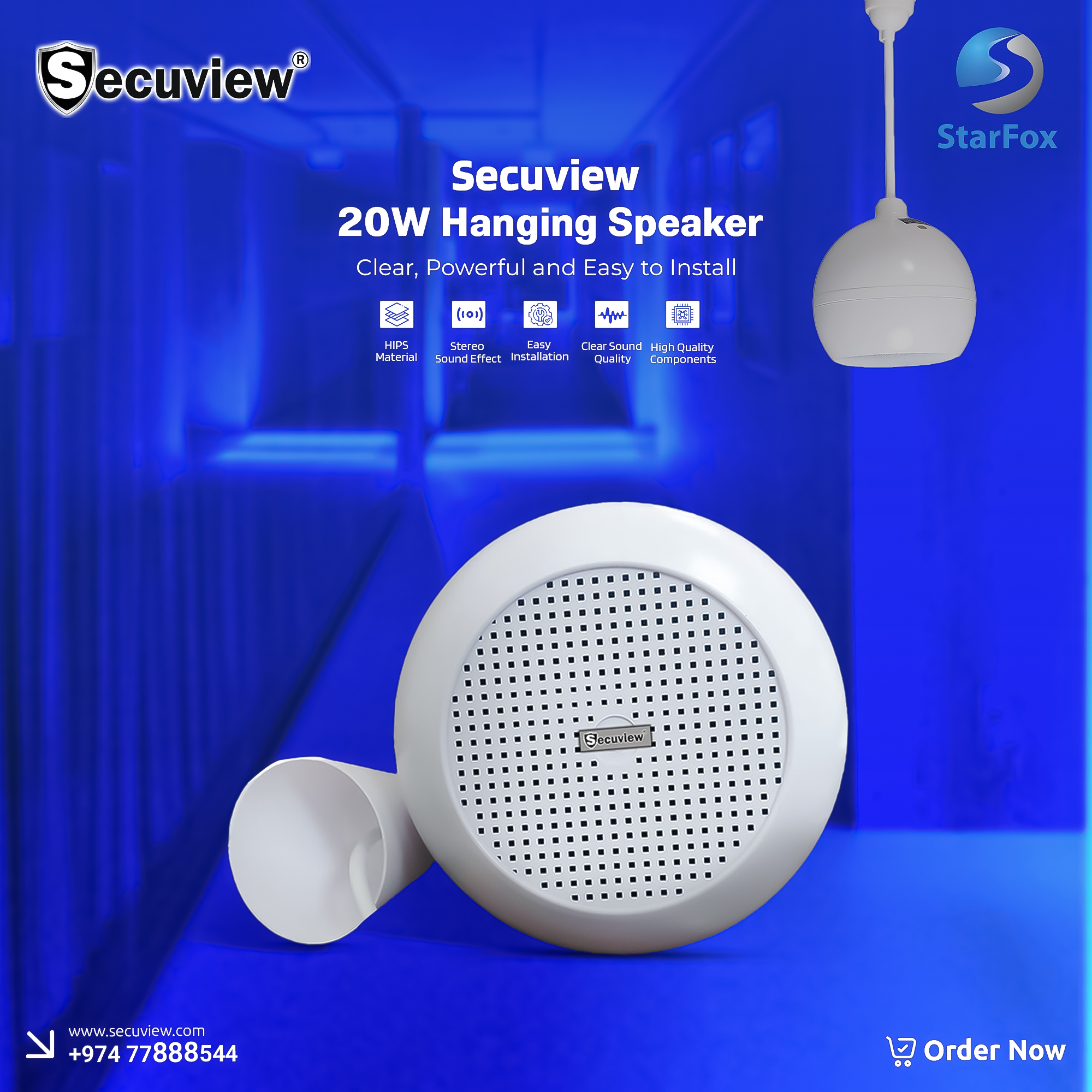 Secuview 20W Hanging Speaker – PA System - Image 1