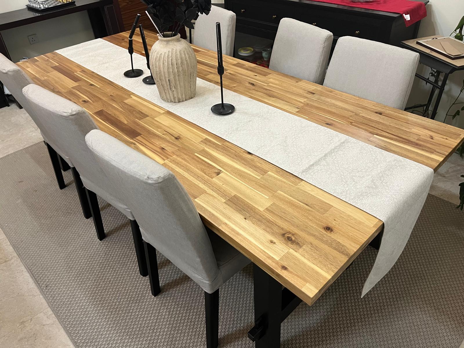 SKOGSTA Dining table, acacia/black, 235x100 cm - Image 3