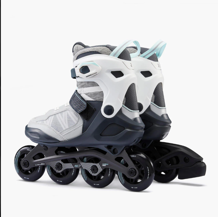 OXELO | Adult Inline Fitness Skates FIT500 - Ice Grey | Size- 39 - Image 2