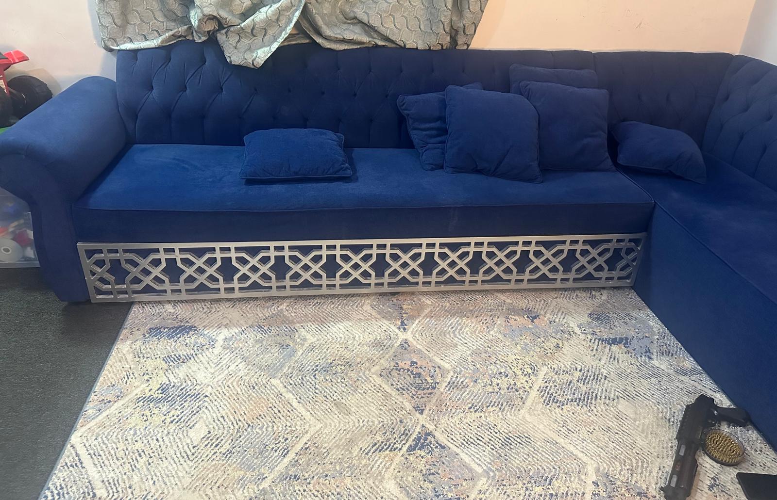 Elegant Navy Blue L-Shaped Sofa Set for Sale | Items | Qatar Living ...