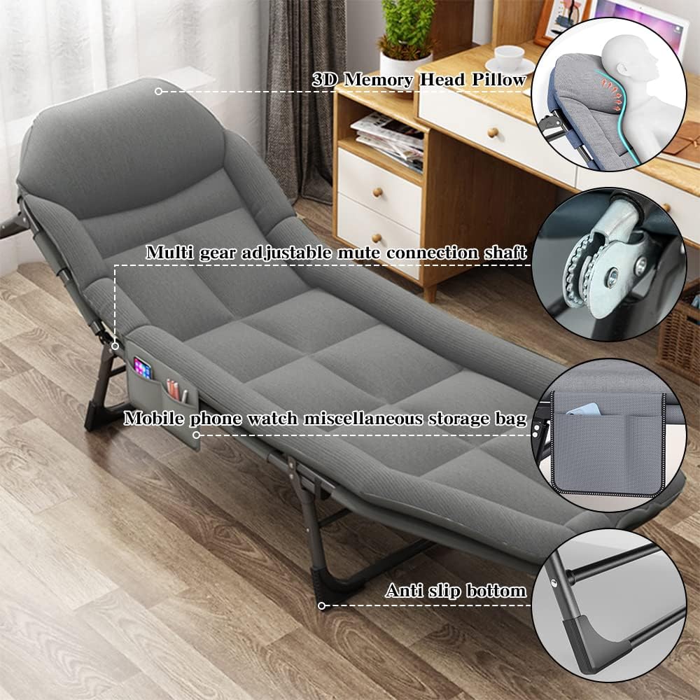 Folding Outside Chaise Lounge Chair with Mattress - Image 4