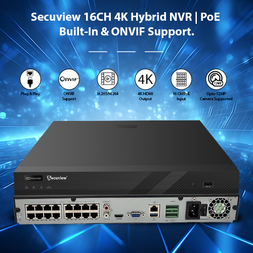 Secuview 16CH 4K Hybrid NVR (Built-in PoE) - Image 2