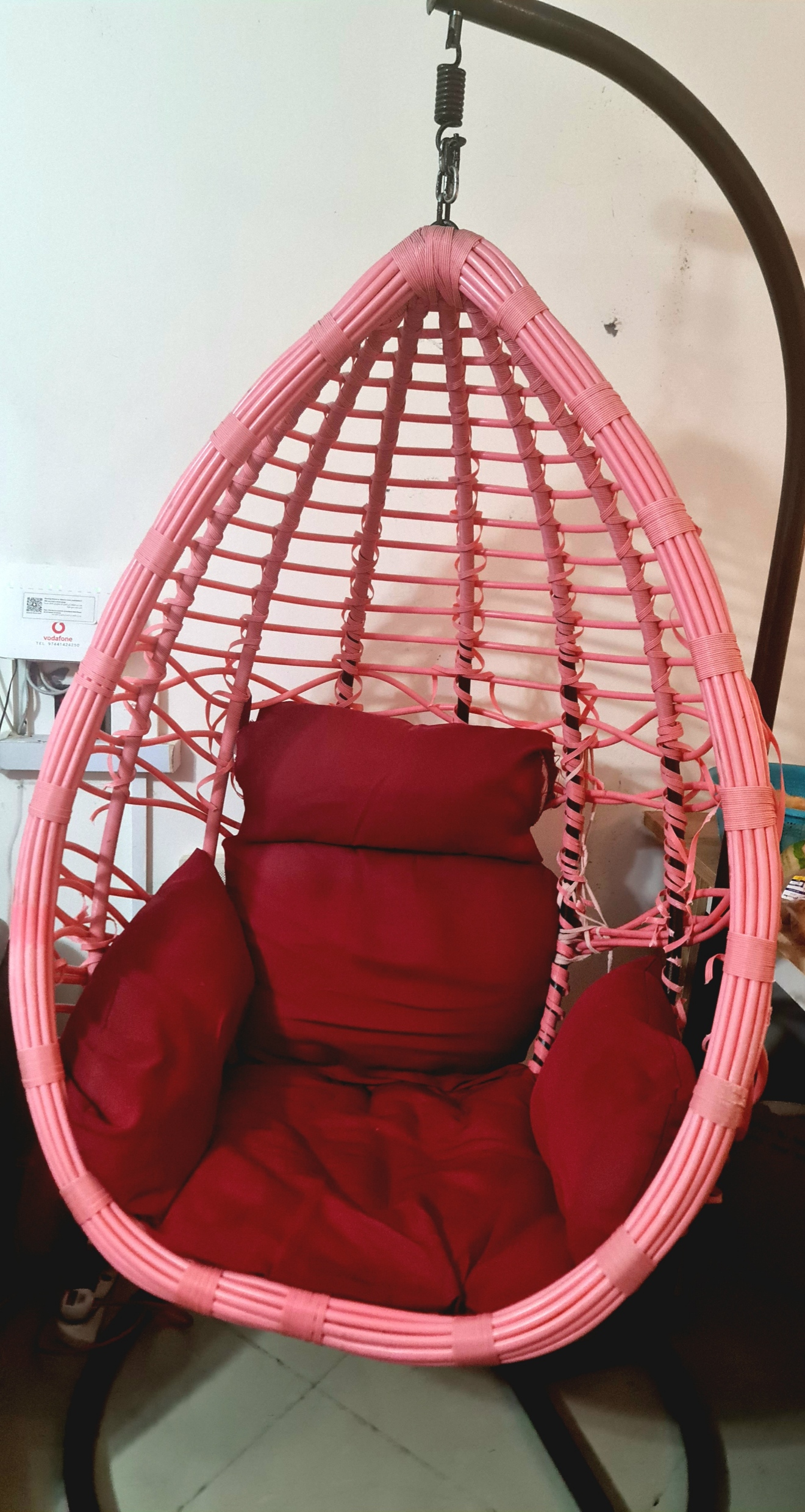 Single Seater Swing Chair with Stand & Cushion - Image 1
