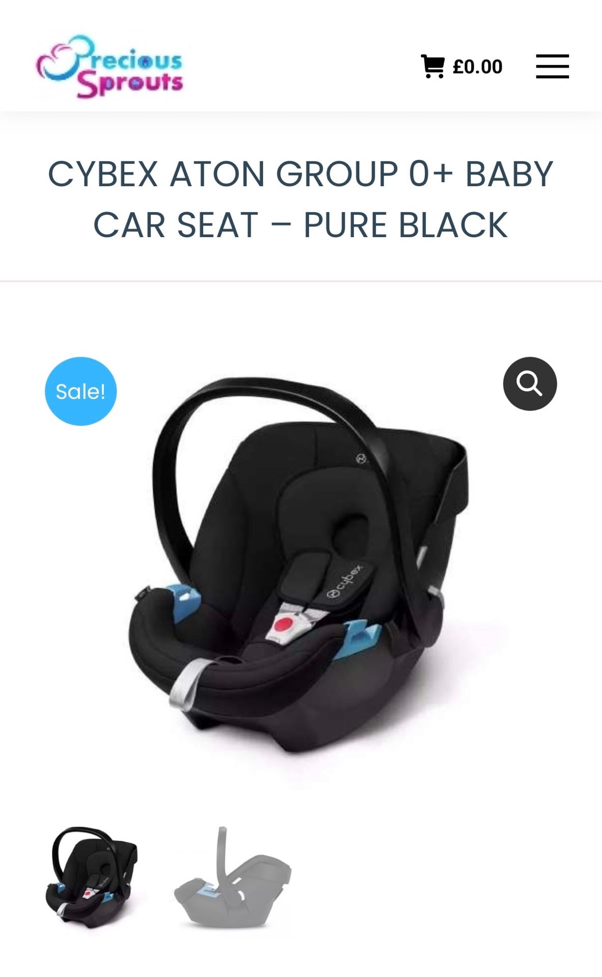 CYBEX ATON GROUP 0+ BABY CAR SEAT – PURE BLACK + BASE - Image 3