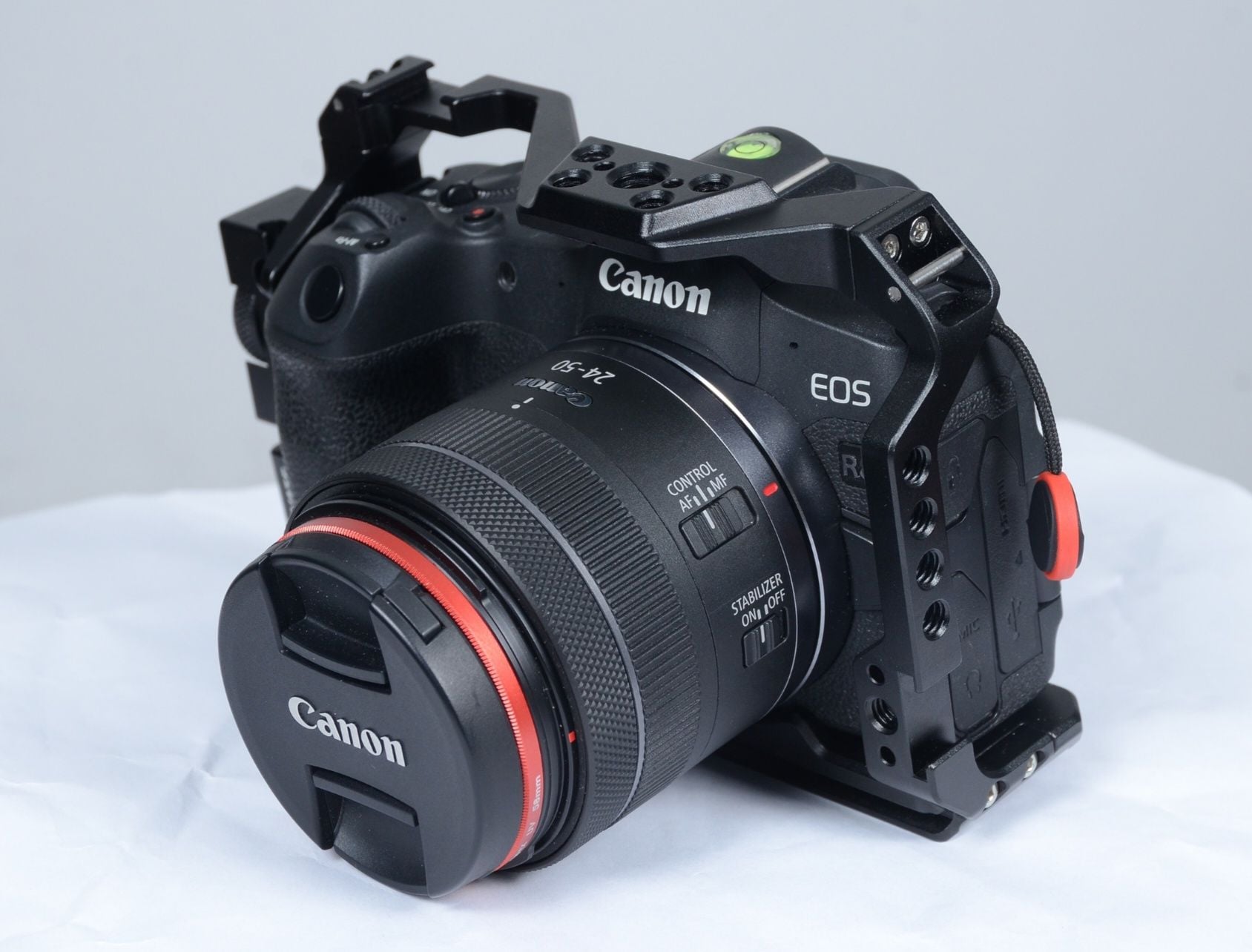 كانون R8 24-50mm، بطارية أصلية 50mm، قفص، بطارية وهمية، مع علبة - Image 4