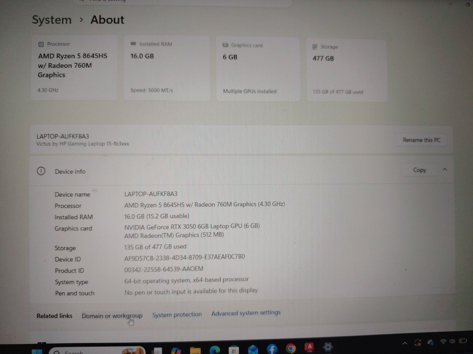 HP Victus Gaming Laptop Ryzen 5 RTX 3050 - Image 8
