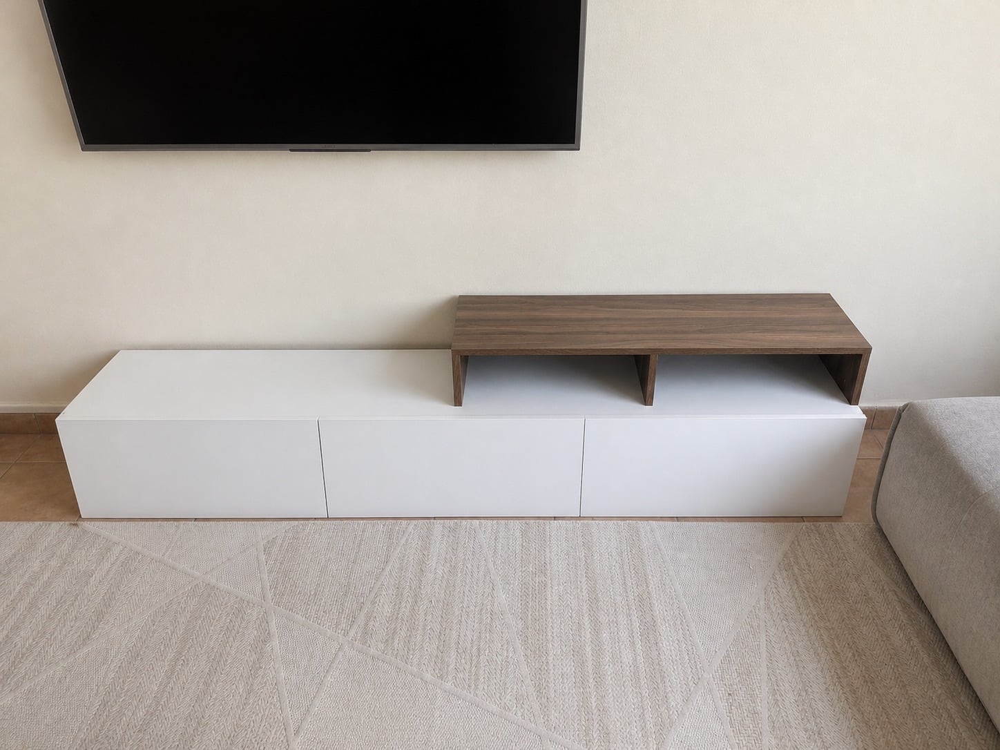 TV unit white and wood walnut - Image 1
