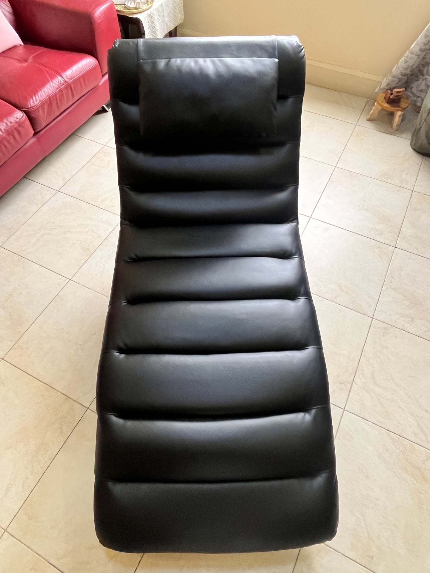 RUSSO Chaise Lounge - Black Leather Gel  - Image 2