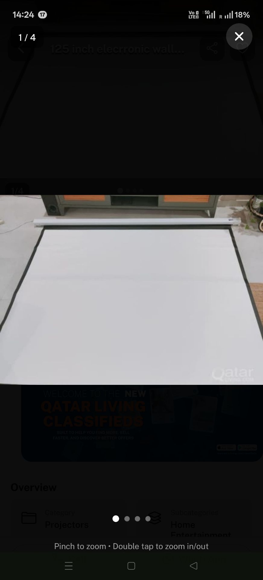 125 inch Electronic Wall Mounted Projector Screen - Image 1