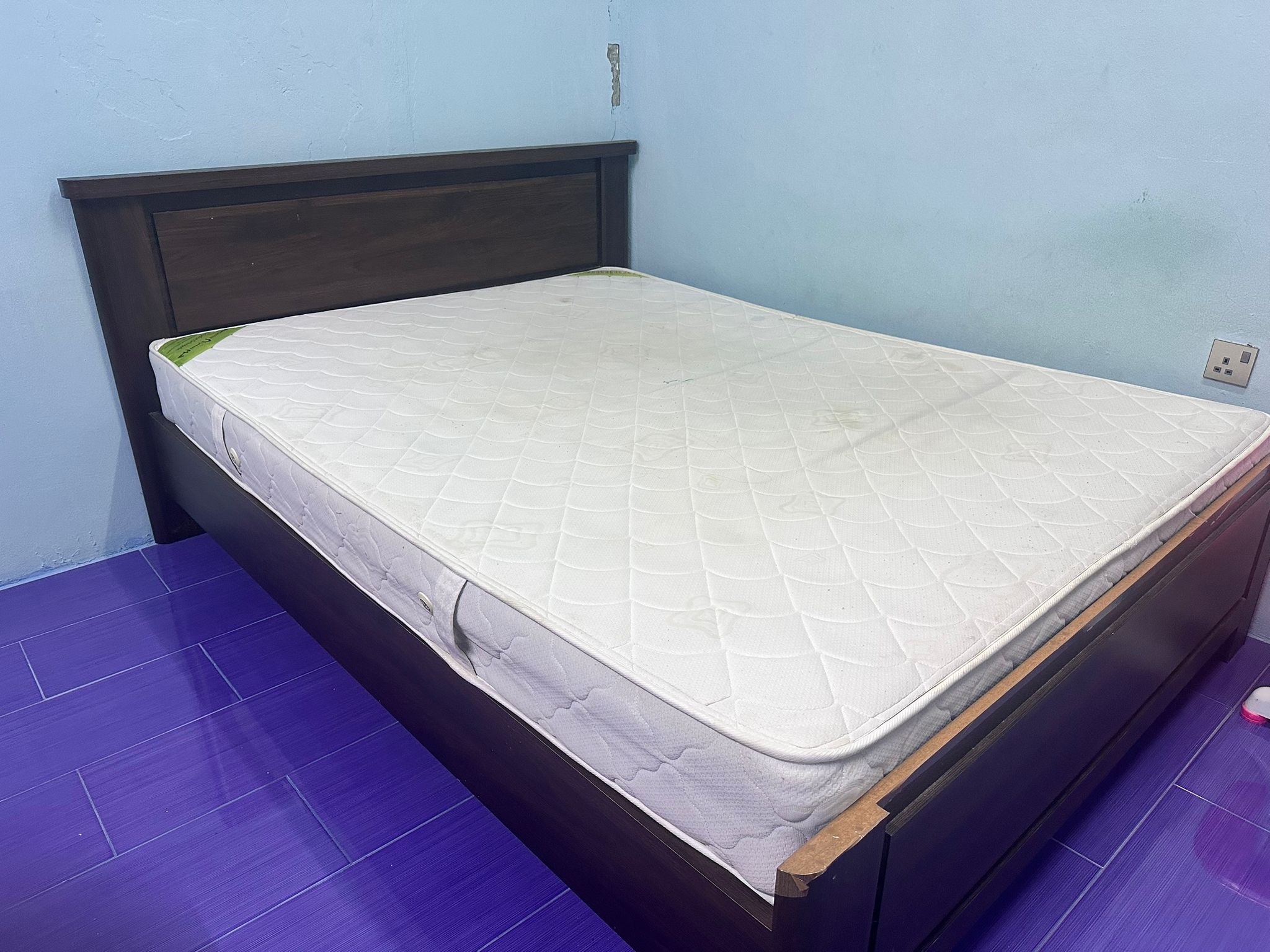 Queen Bed Frame + Home Centre Orthopedic Mattress – For Sale  - Image 3