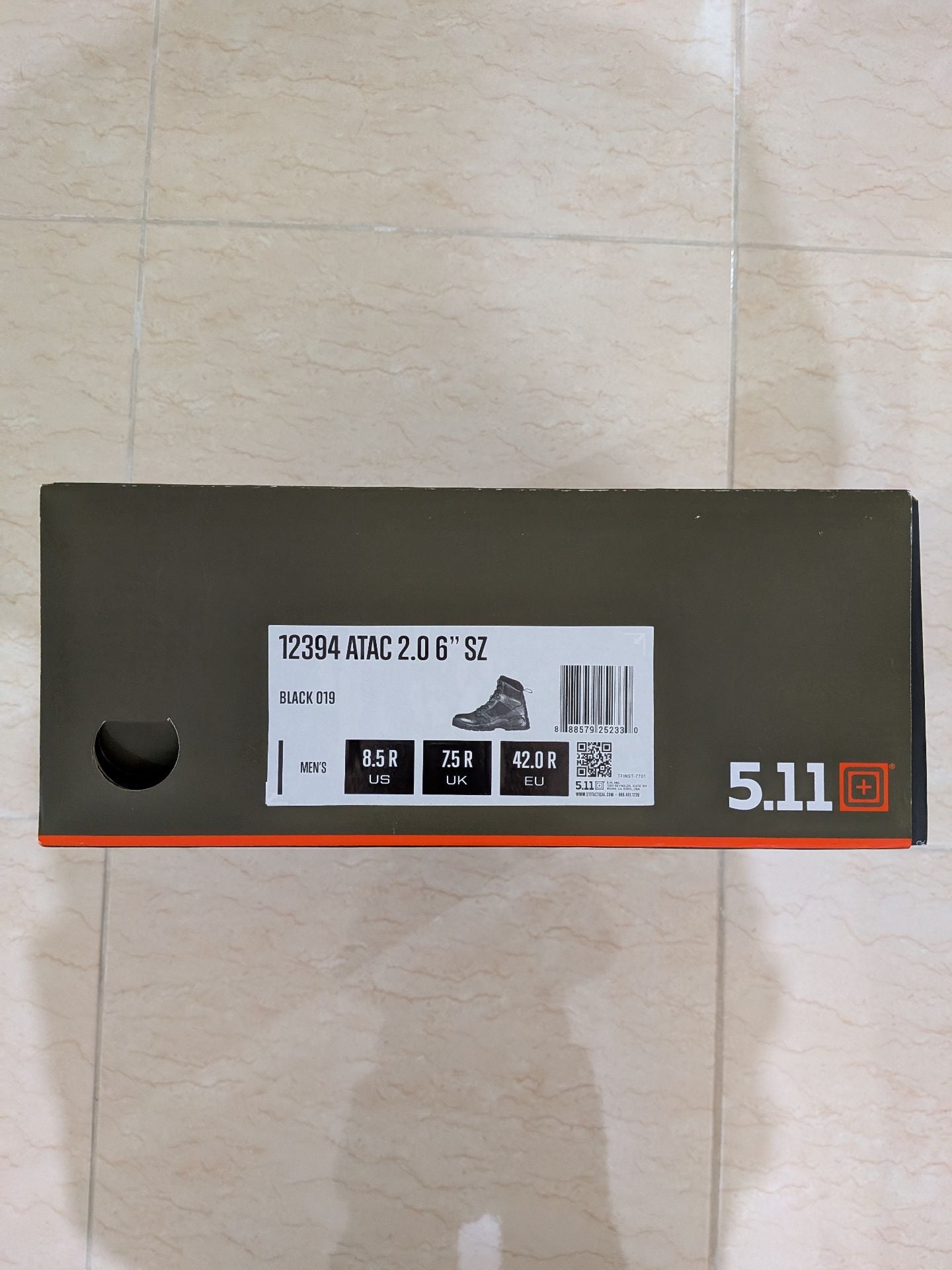 5.11 Tactical Boot 2.0 6" Size Zip Mens Black - Image 1
