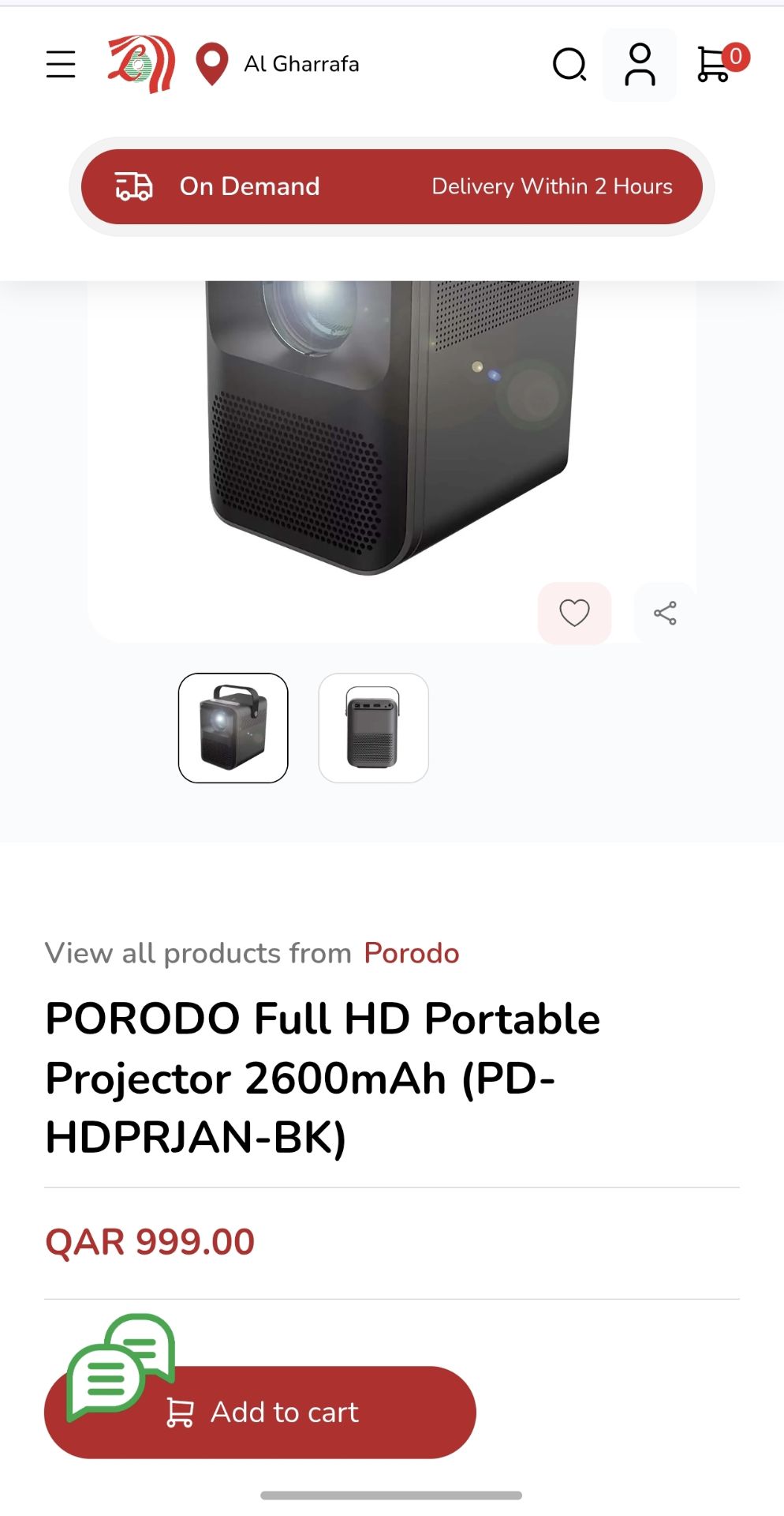 PORODO Full HD Portable Projector 2600mAh (PD-HDPRJAN-BK) - Image 2