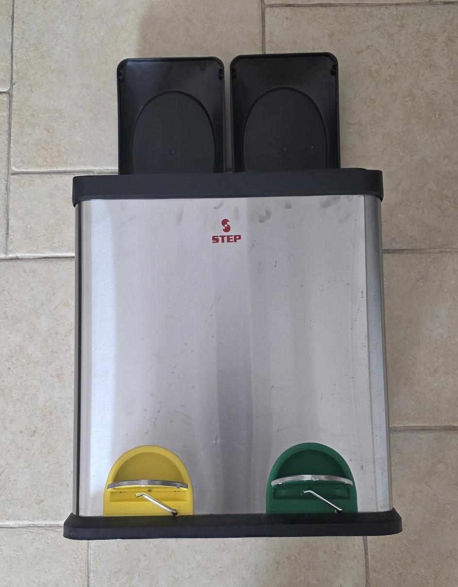 Stainless Steel Pedal Bin | 2 compartment | 30 L - Image 1