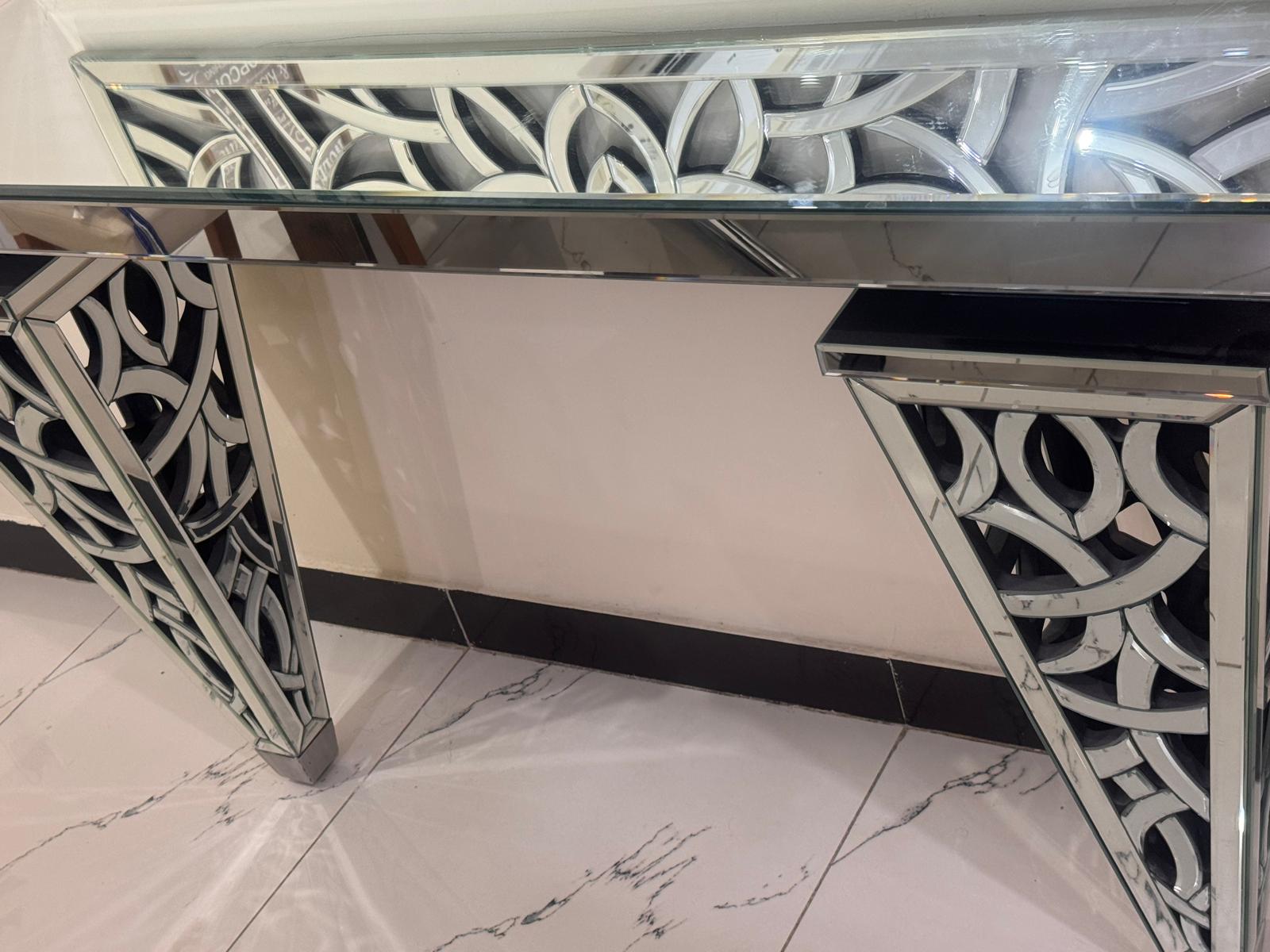Luxury Mirrored Console & Designer Wall Mirror Set - Image 4