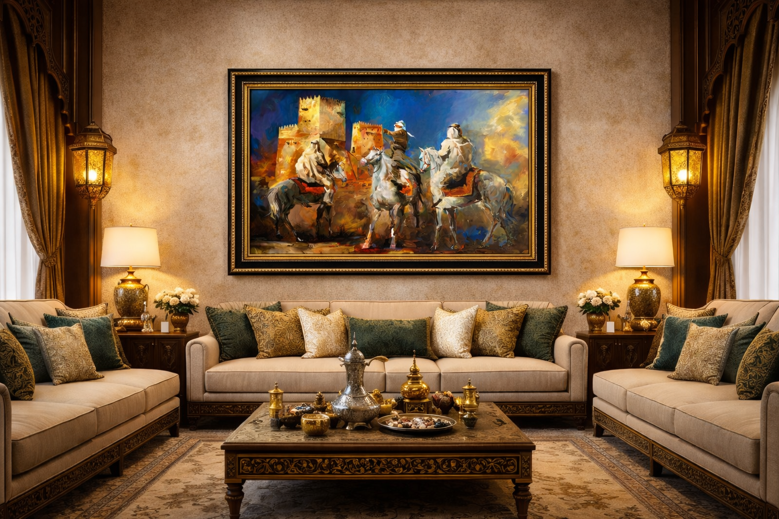 Guardians of Heritage – Arabian Horse Riders | Painting | Wall Art - Image 4