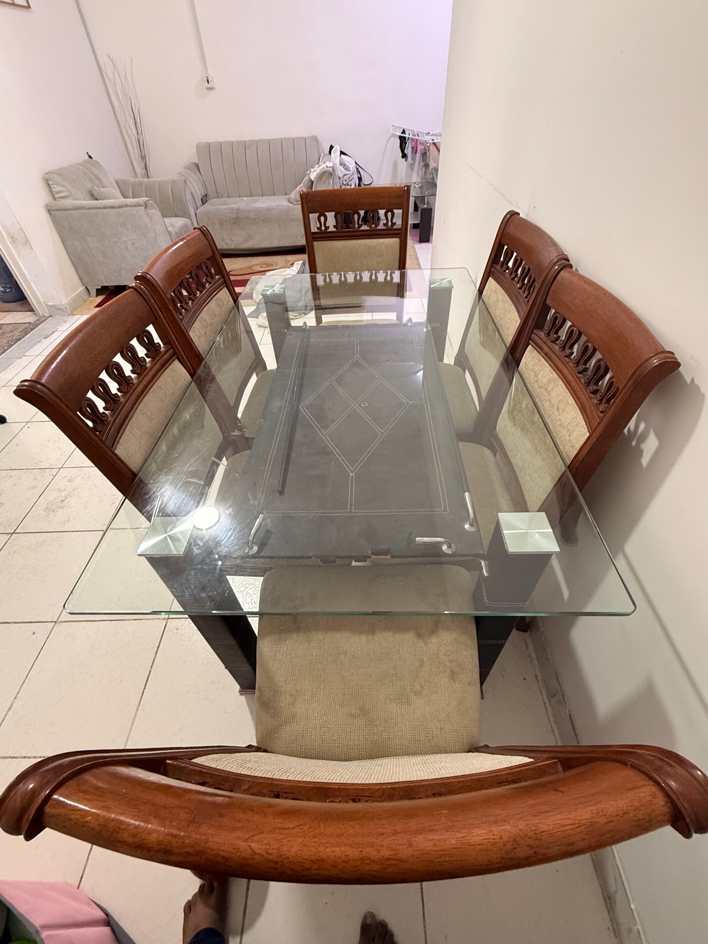 Urgent sale dining table with Six wooden chairs  - Image 3