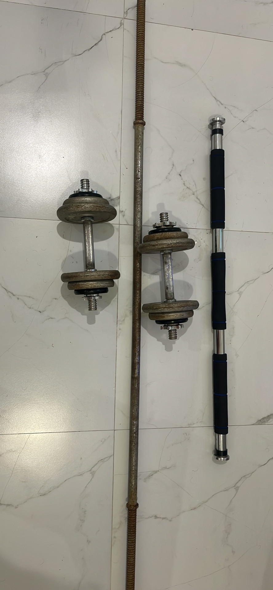 Long bar dumbbell set 20 kg and pulling bar - Image 1