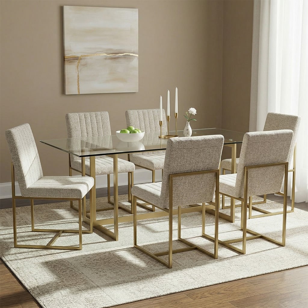 - 6 Seater Dining Table with Chairs, Grey - 220x102cm - Image 5