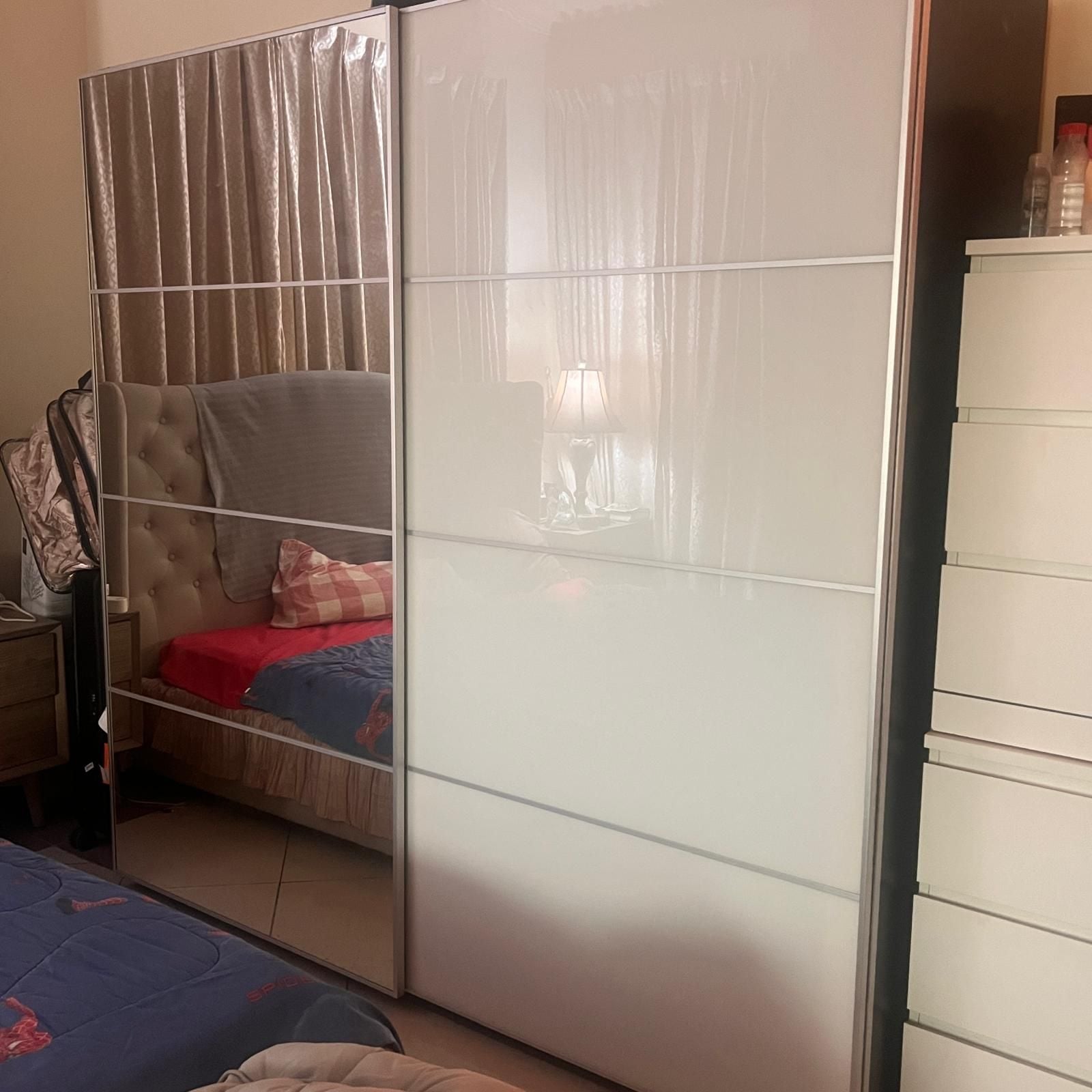 as new IKEA 2 door luxury Wardrobe with 2  sliding doors, white/mirror glass - Image 8