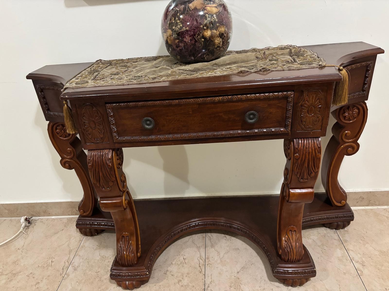 Two Consoles Solid Wood Luxurious Classic Console table with mirror - Image 2