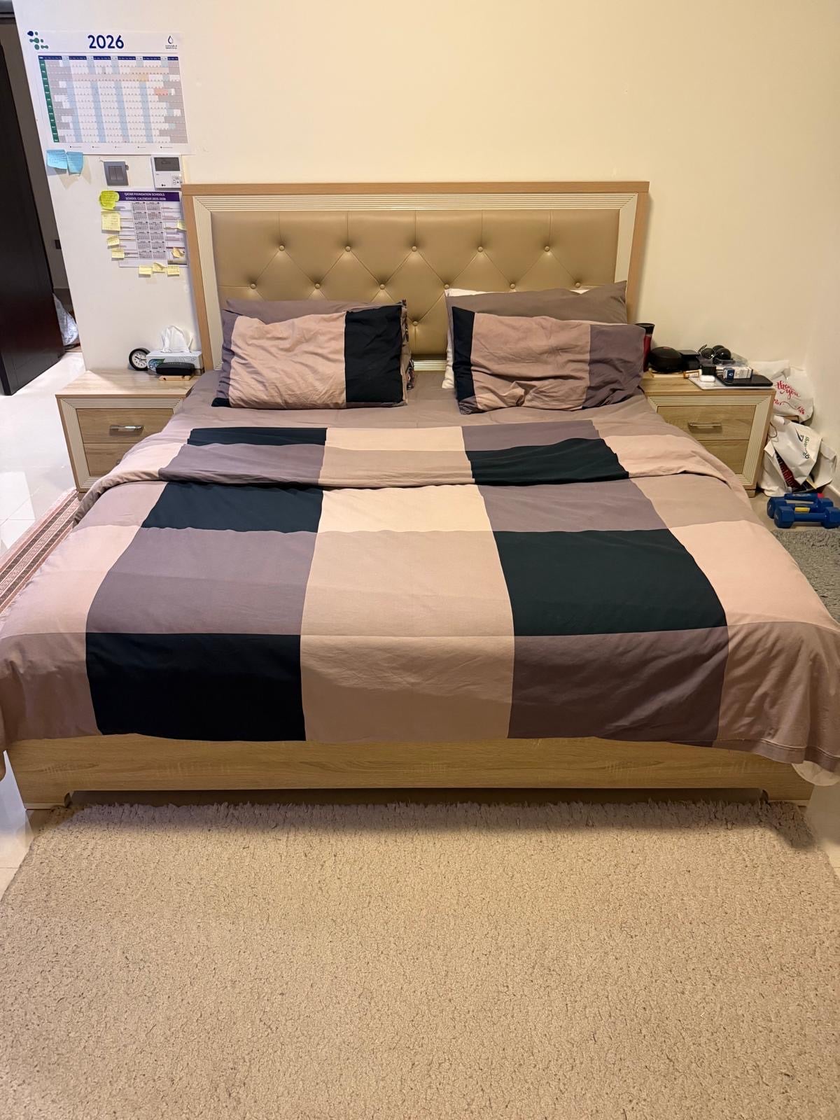 King size bed, mattress and mirror dresser for sale - Image 1