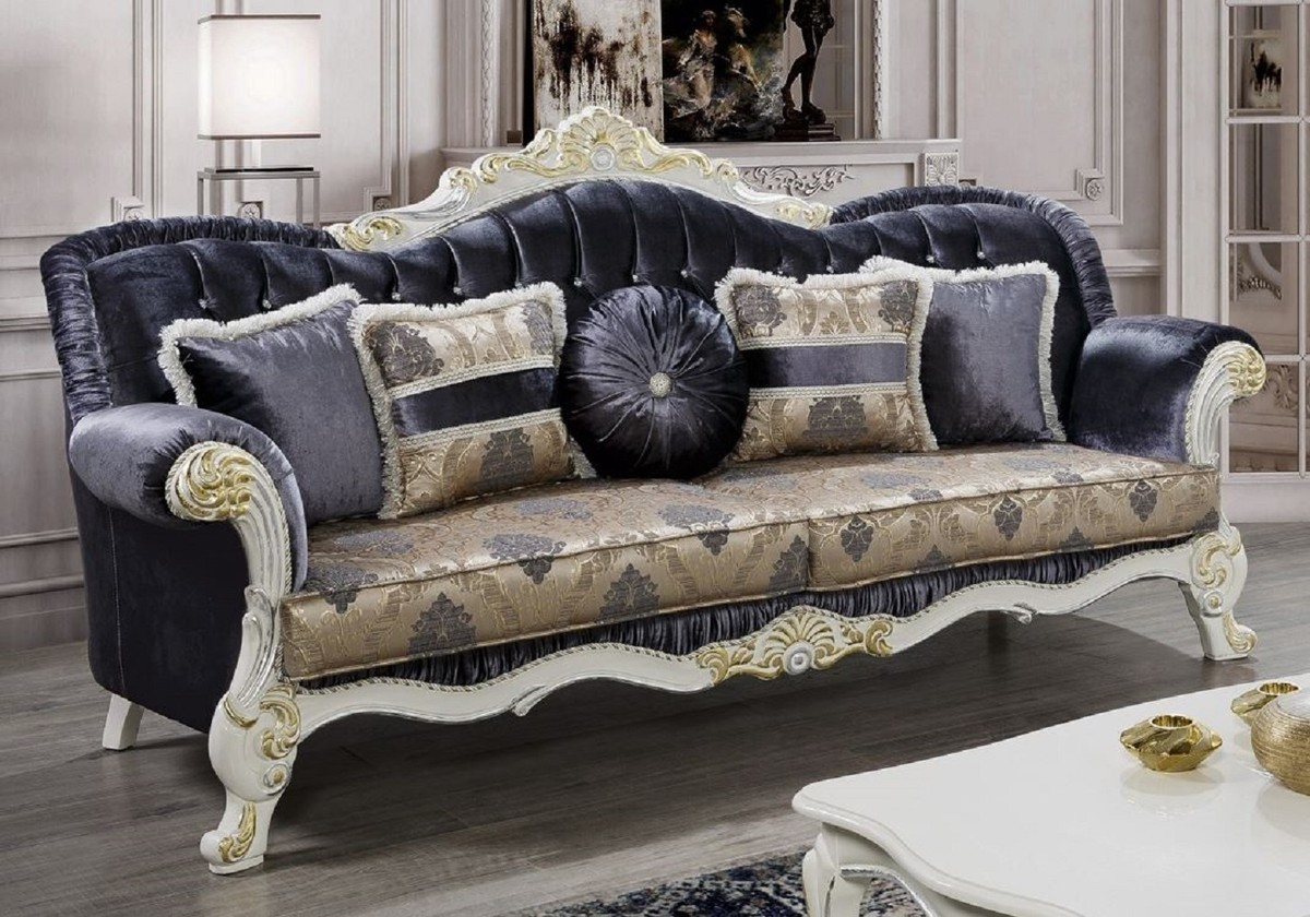 luxury baroque sofa purple multicolored white gold - Image 1