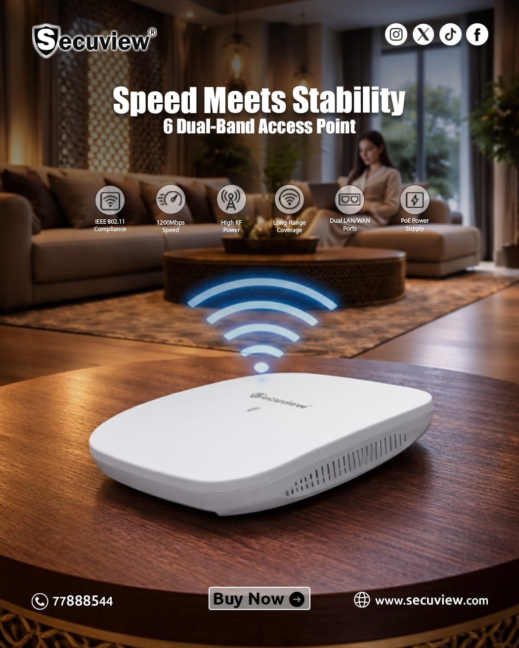 Secuview AX 1800 Wi-Fi 6 Dual-Band Access Point. - Image 1