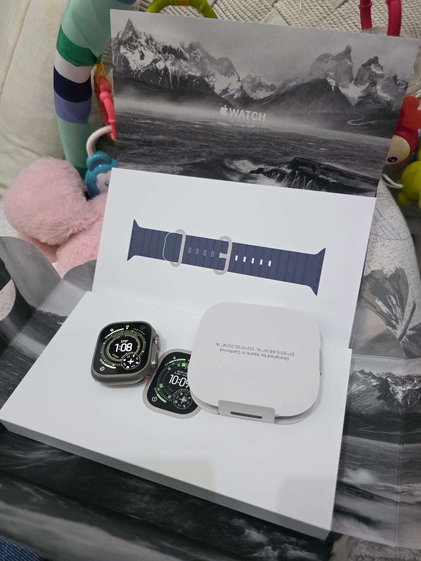 Apple Watch Ultra 3 49mm Titanium with blue ocean band - Image 1