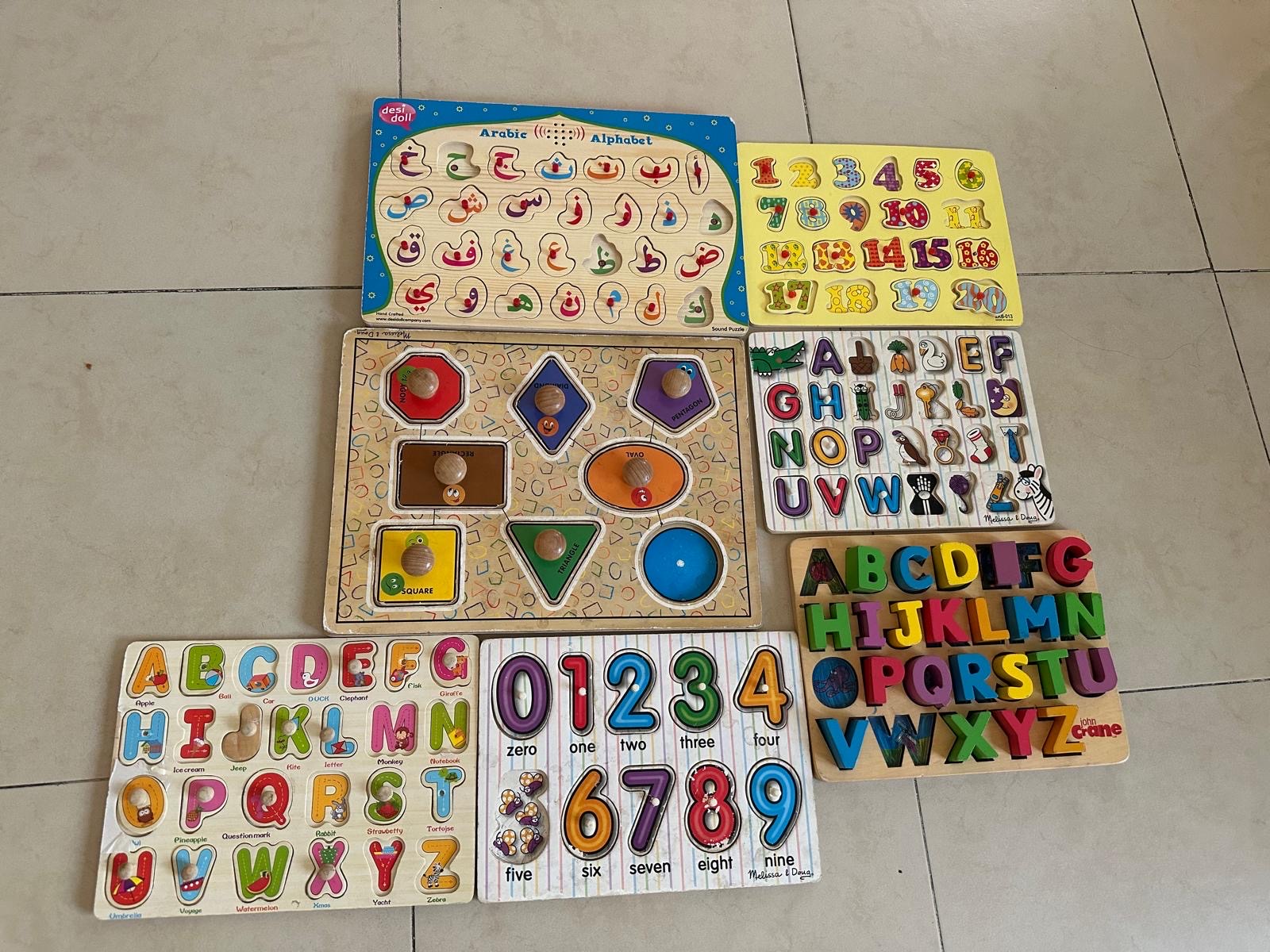 7 ABC 123 wooden alphabets English Arabic numbers boards for 2-6 year olds - Image 4