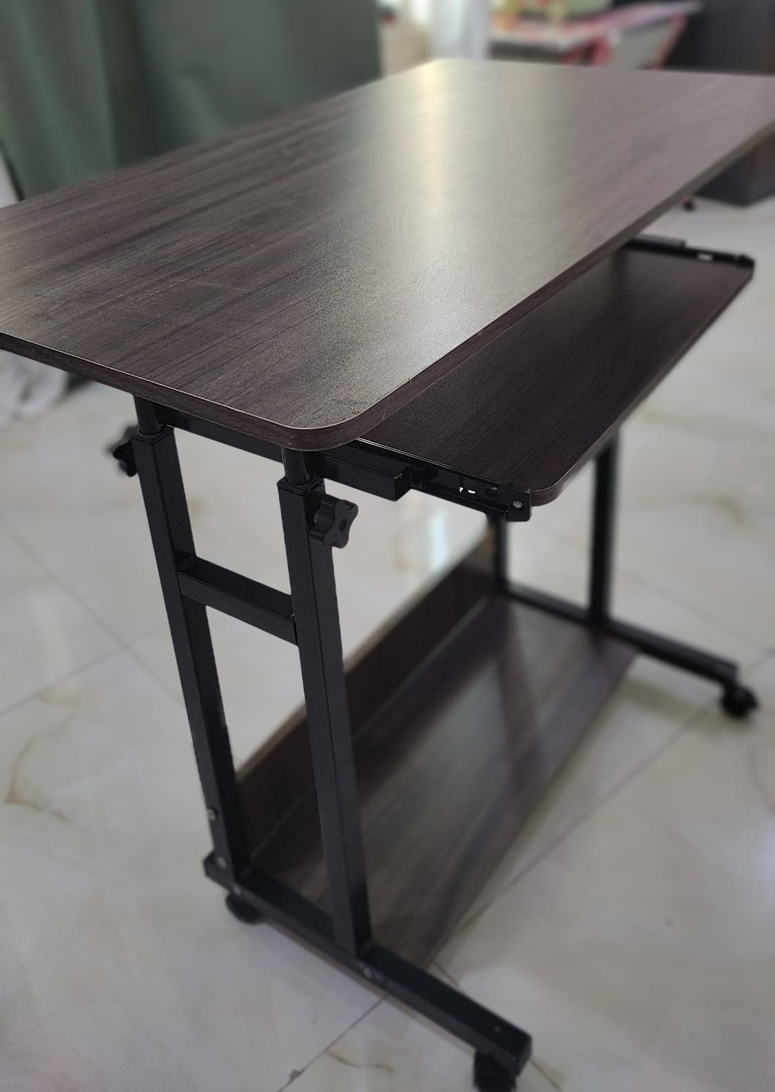 Maple Leaf Mobile Height-Adjustable Computer Desk, Metal Frame - Image 5