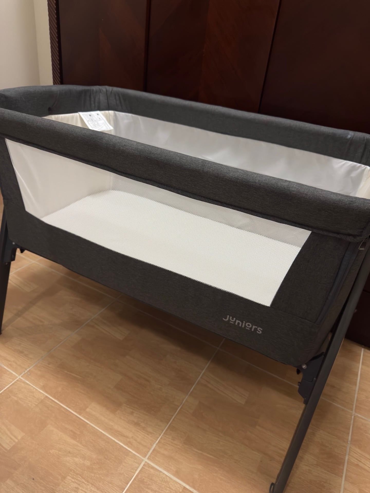 Juniors Peyton Bedside Bassinet & Co-Sleeper - Like New - Grey - Image 1