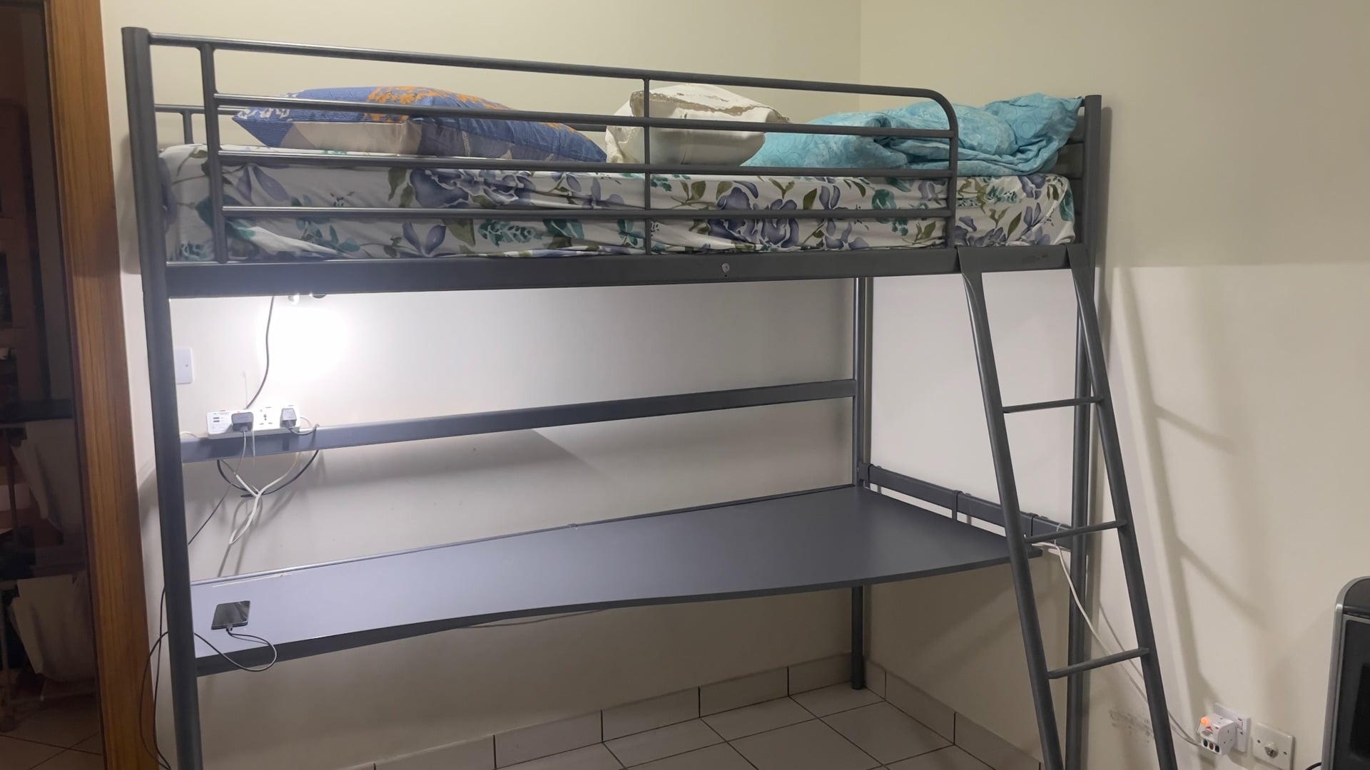 IKEA Metal Bunk Bed with Desk - Image 1