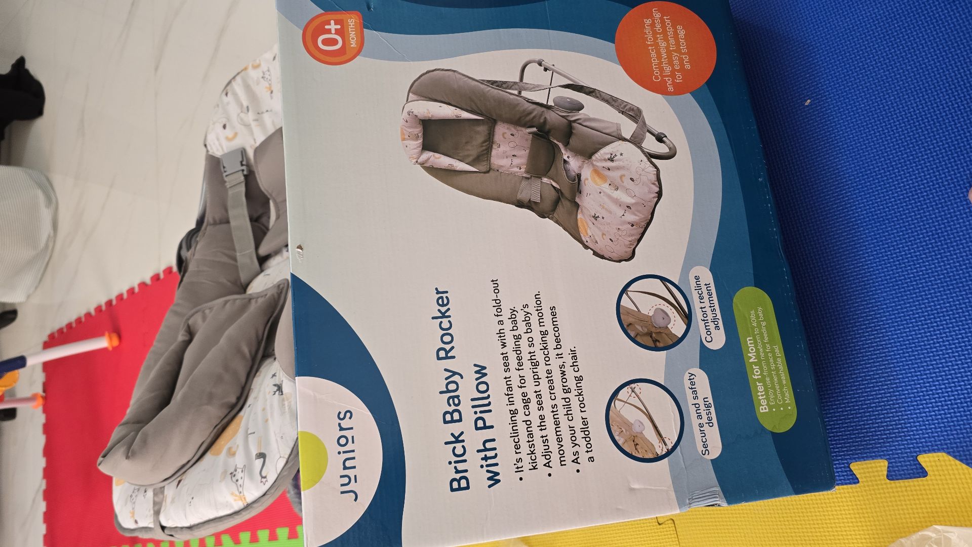 Brick baby rocker with pillow Junior - Image 4