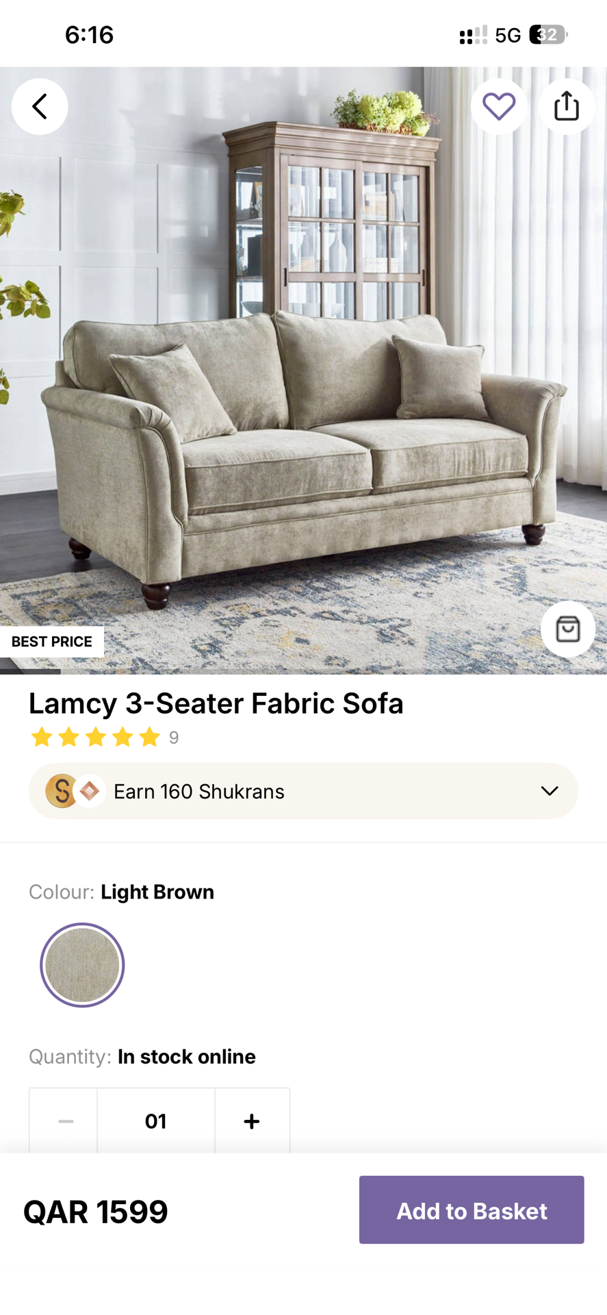 Home Centre Lamcy 3 + 2 Seater Sofa Set – Light Brown – Excellent Condition - Image 2