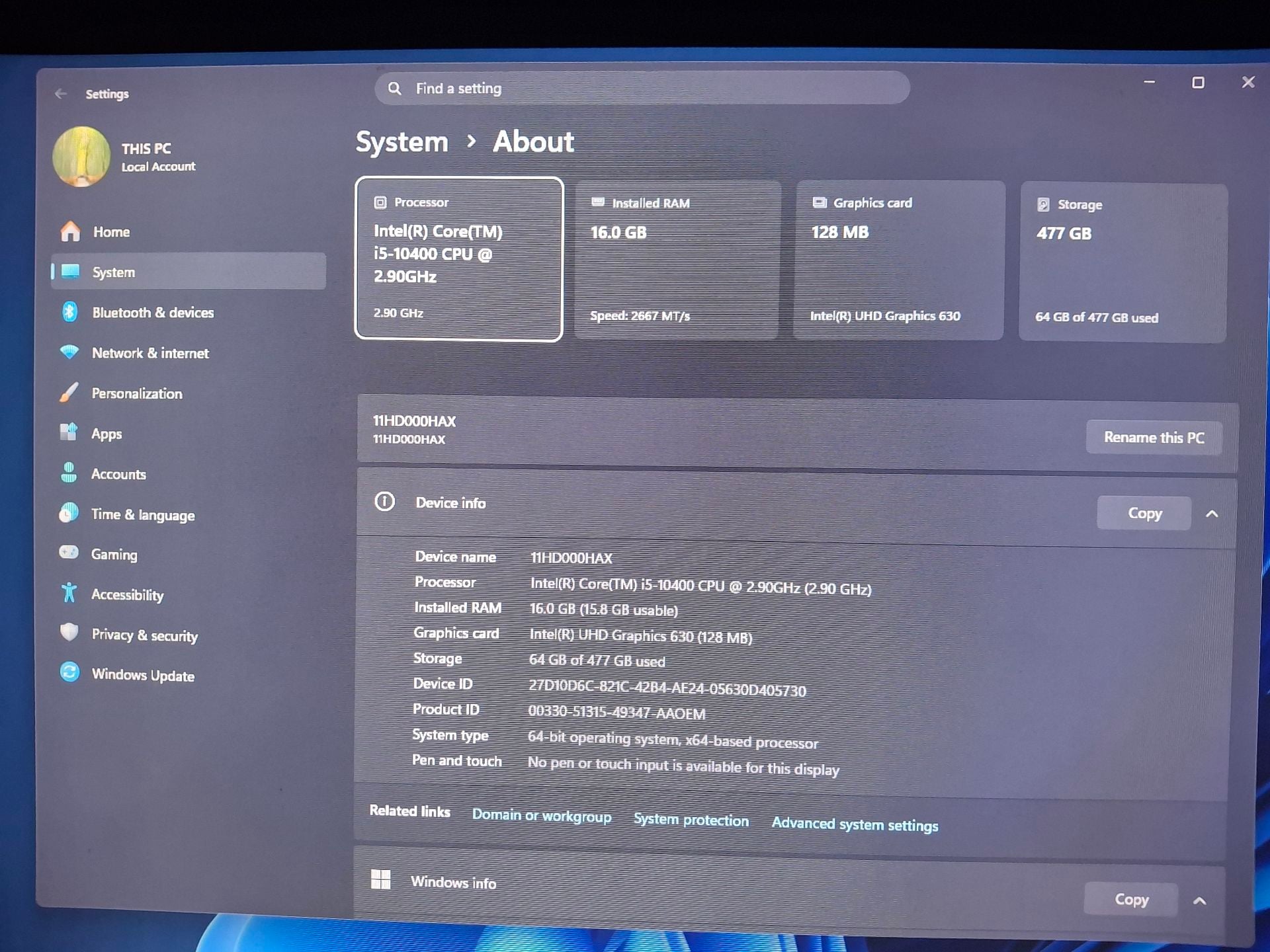 core i5 10th gen 16gb ram 512gb ssd screen 24" - Image 3