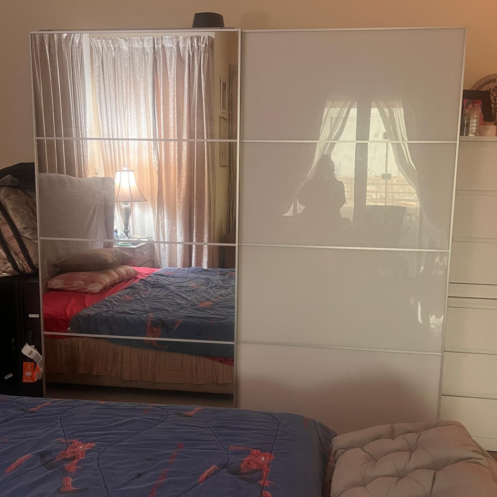 as new IKEA 2 door luxury Wardrobe with 2  sliding doors, white/mirror glass - Image 9