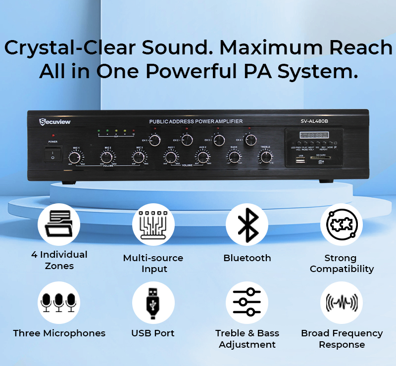  Secuview 480W Public Address Amplifier (4 Zones) - Image 3