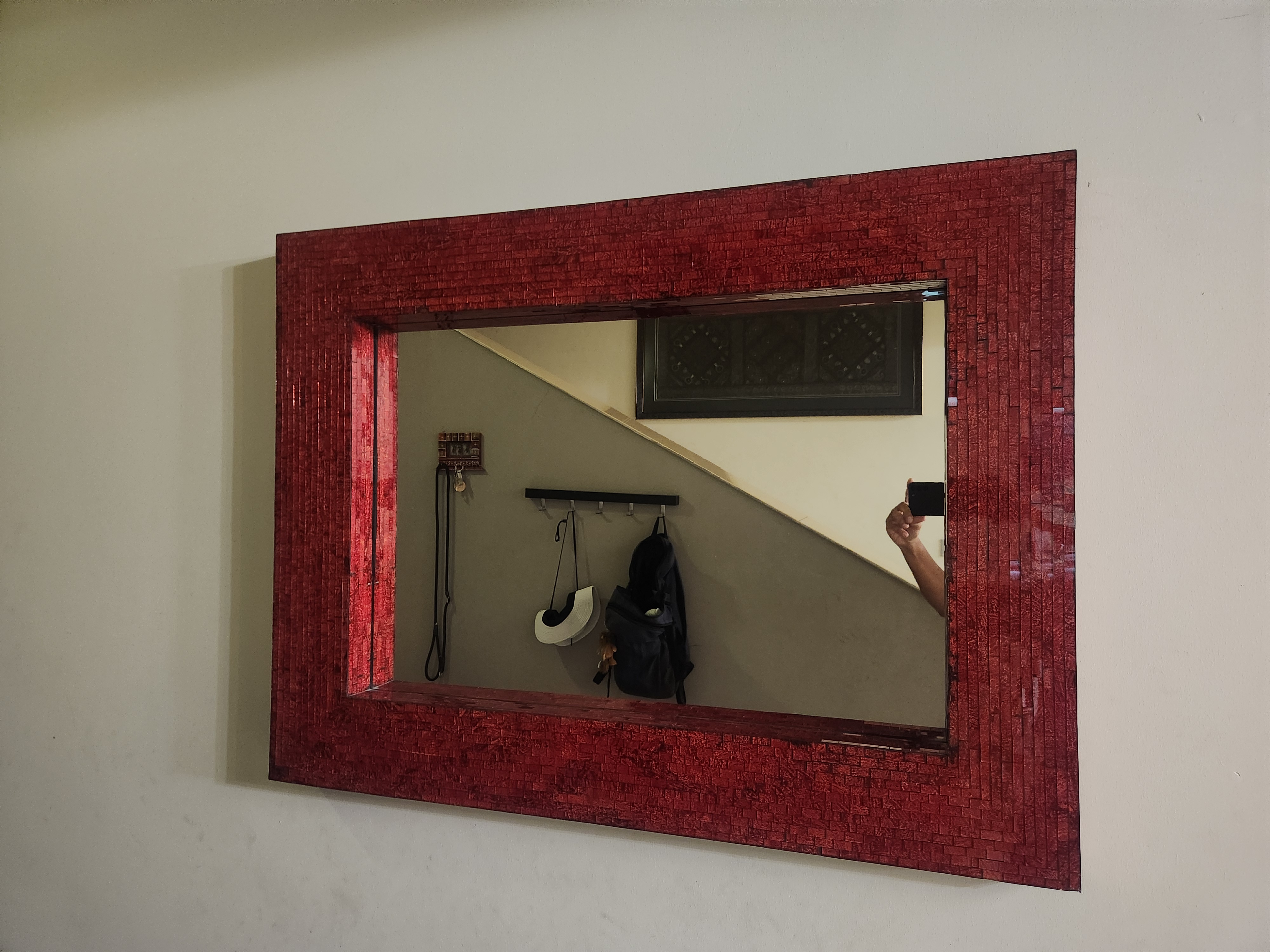 Red Mosaic Wall Mirror - 100x75 cm - Image 4